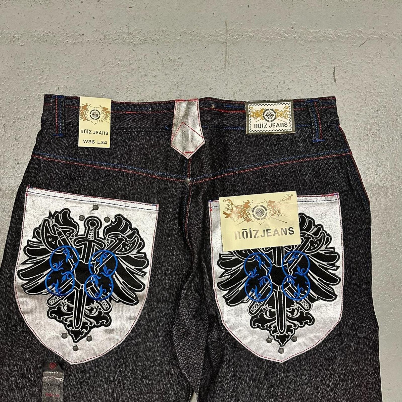 Vintage Vintage baggy y2k noiz blac kraw denim embroidered Size US 36 / EU 52 - 2 Thumbnail