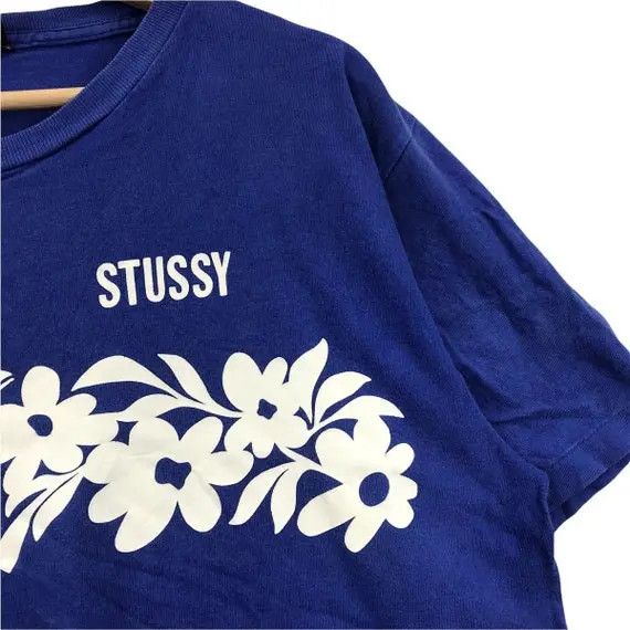 Stussy Vtg 90’ STUSSY HIBISCUS Made In USA Blue Tee Shirt Size US L / EU 52-54 / 3 - 5 Thumbnail