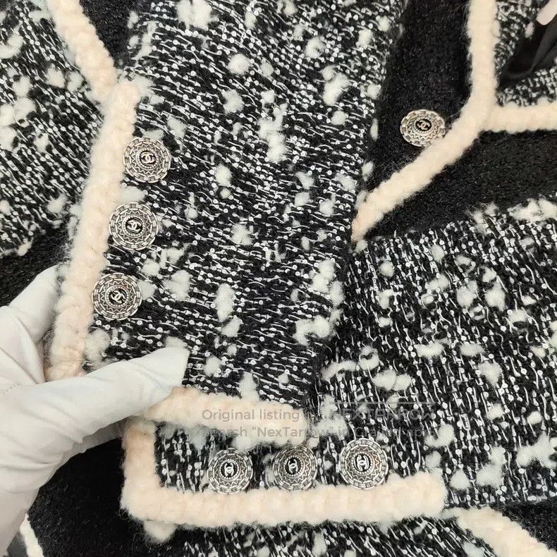 Chanel Chanel Snow series black and white-bordered tweed coat Size XS / US 0-2 / IT 36-38 - 5 Thumbnail