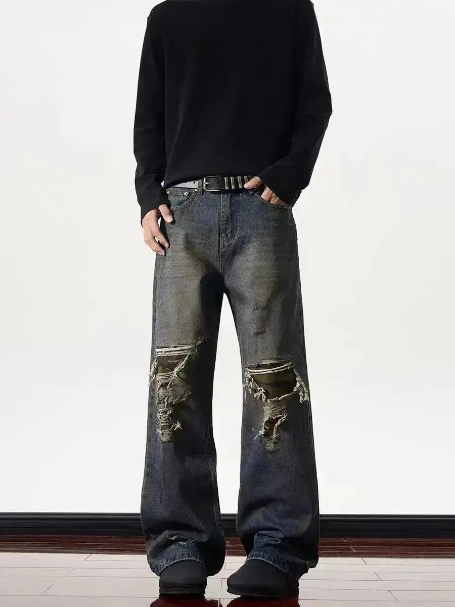 Japanese Brand Street hip hop ripped vintage washed baggy jeans Size US 32 / EU 48 - 1 Thumbnail