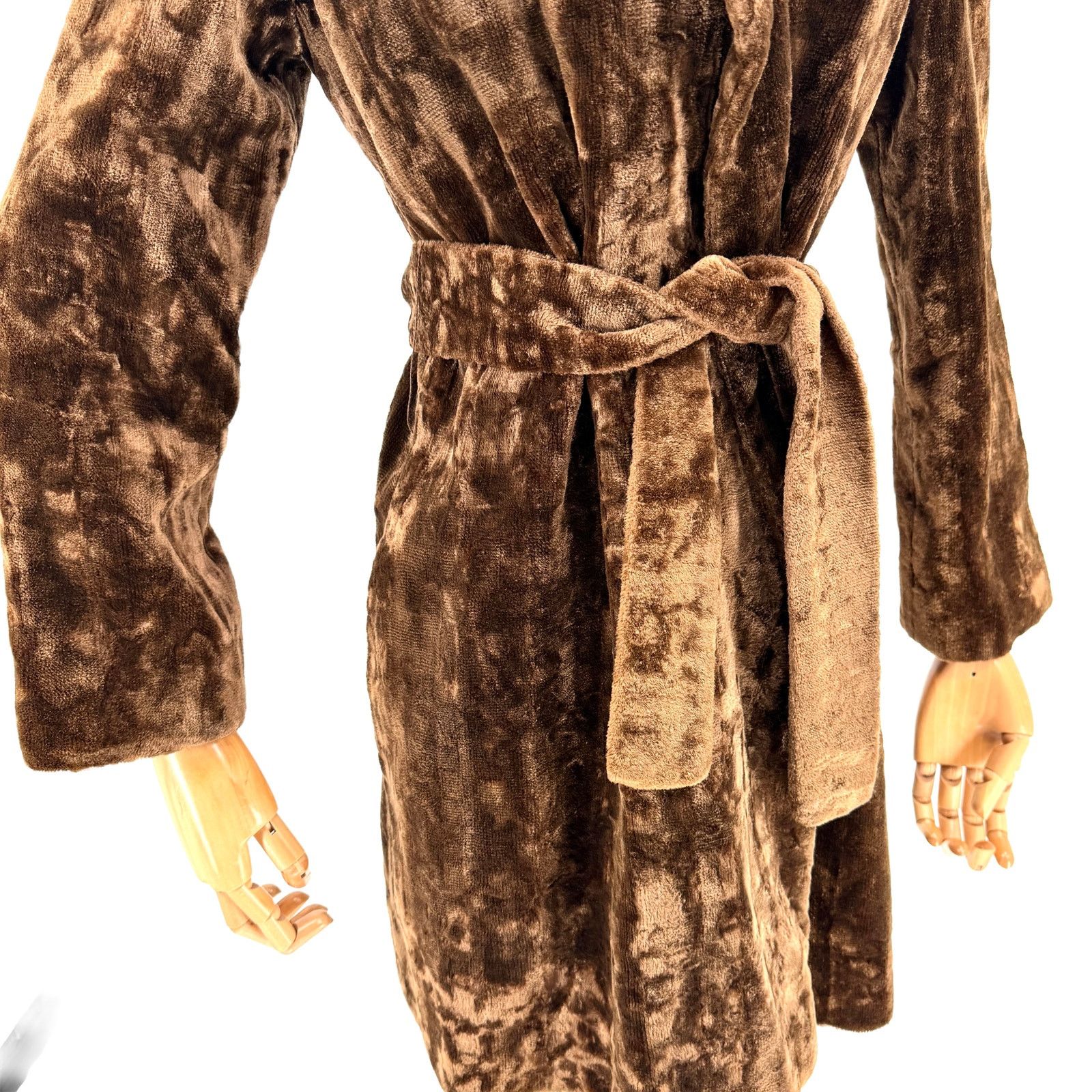Vintage Vintage 50s Chocolate Brown Copper Faux Fur Belted Wrap Coat Size M / US 6-8 / IT 42-44 - 4 Thumbnail