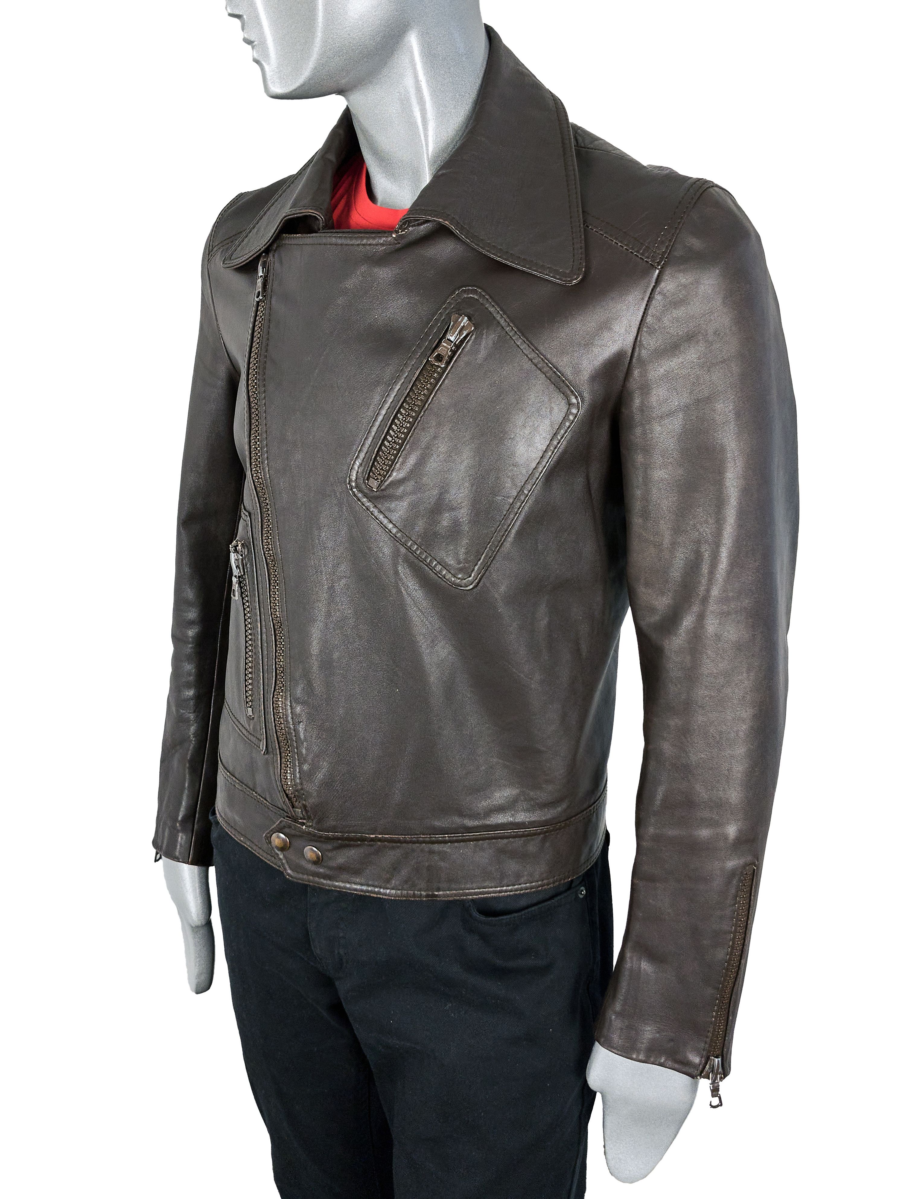 Other Vintage 90s Italian brown leather biker jacket Size US S / EU 44-46 / 1 - 6 Thumbnail