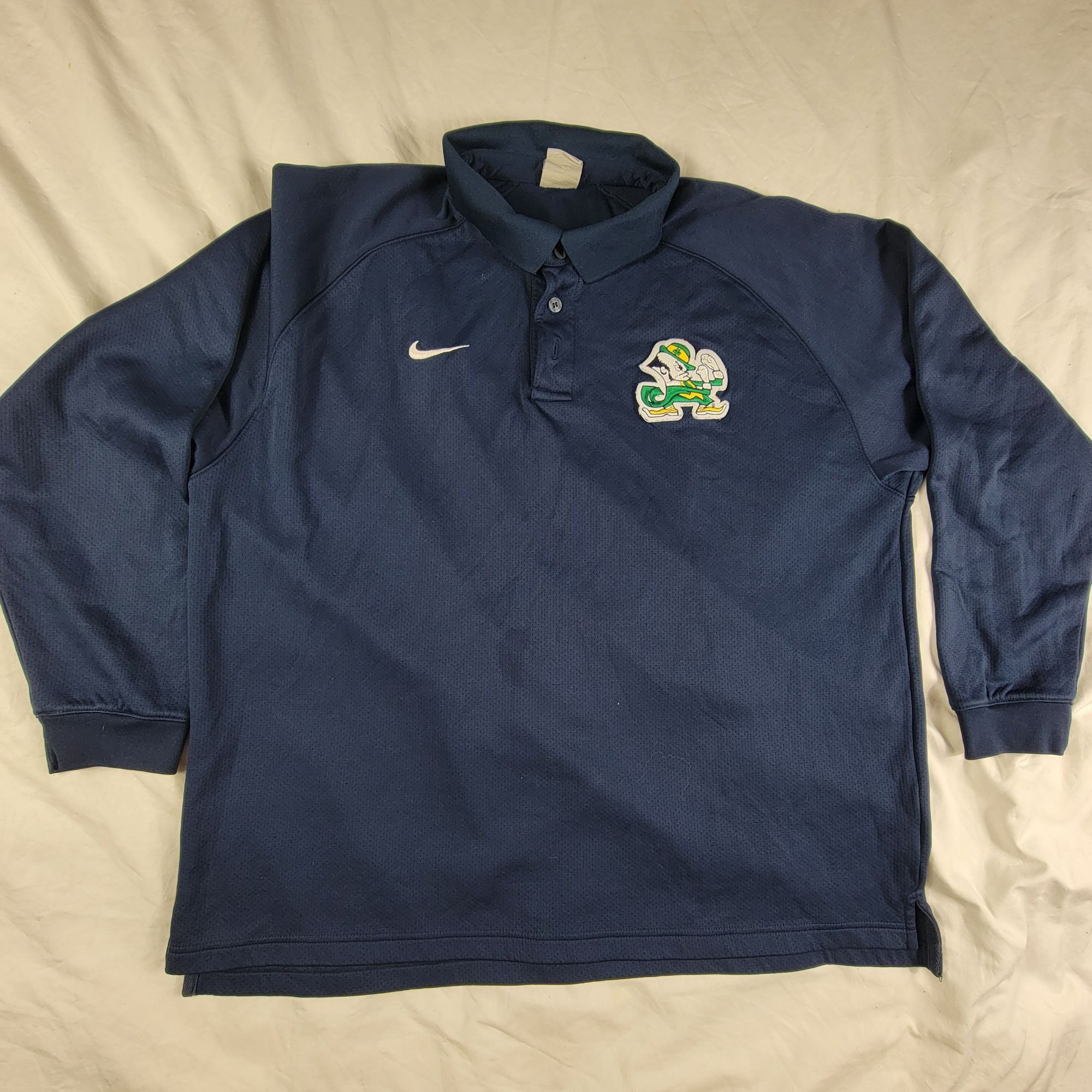 Nike Nike Notre Dame Fighting Irish Mens XL Blue Polo Shirt Long Size US XL / EU 56 / 4 - 1 Thumbnail