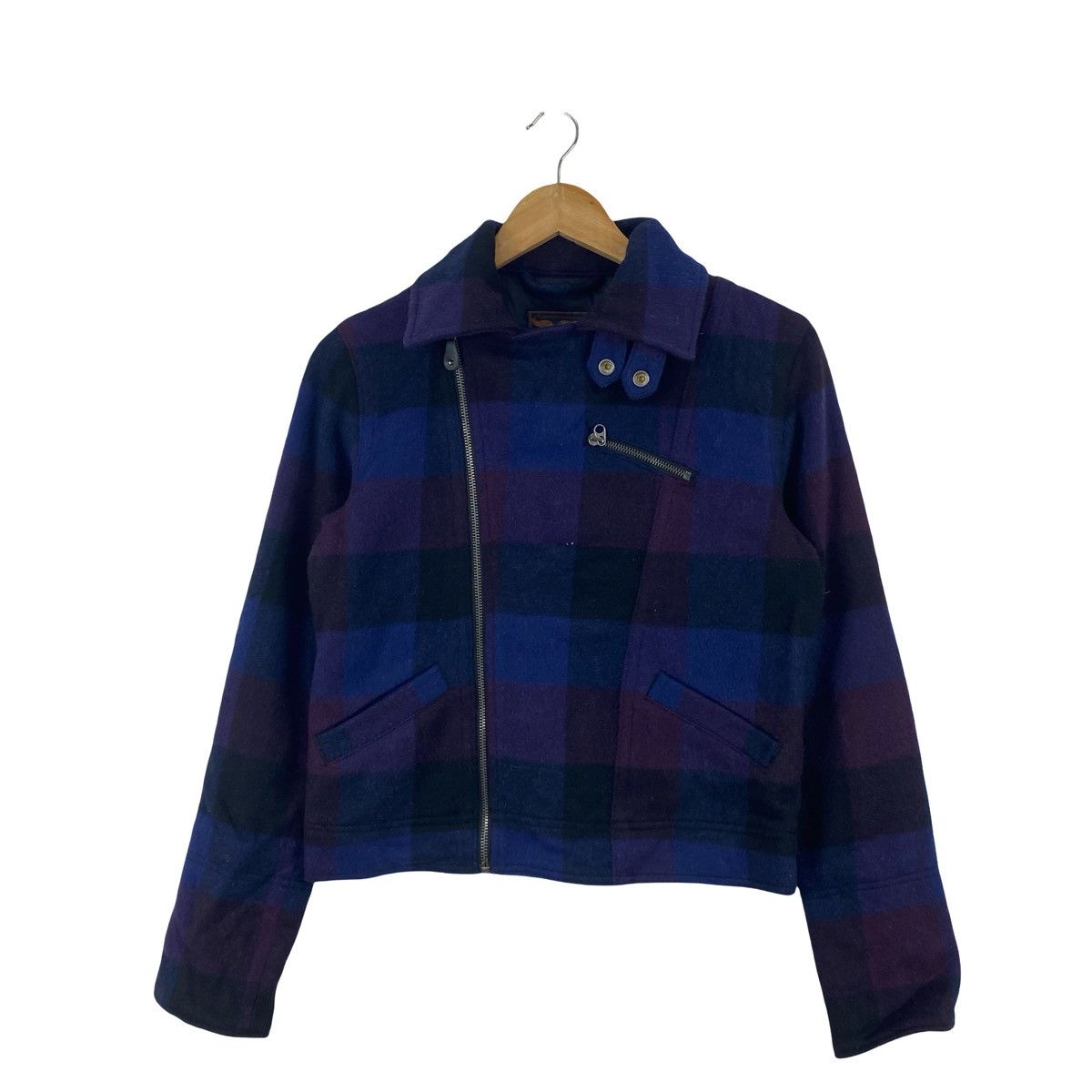 Vintage Vintage LUI’S Cropped Biker Jacket Check Asymmetric Zip Size S / US 4 / IT 40 - 3 Thumbnail