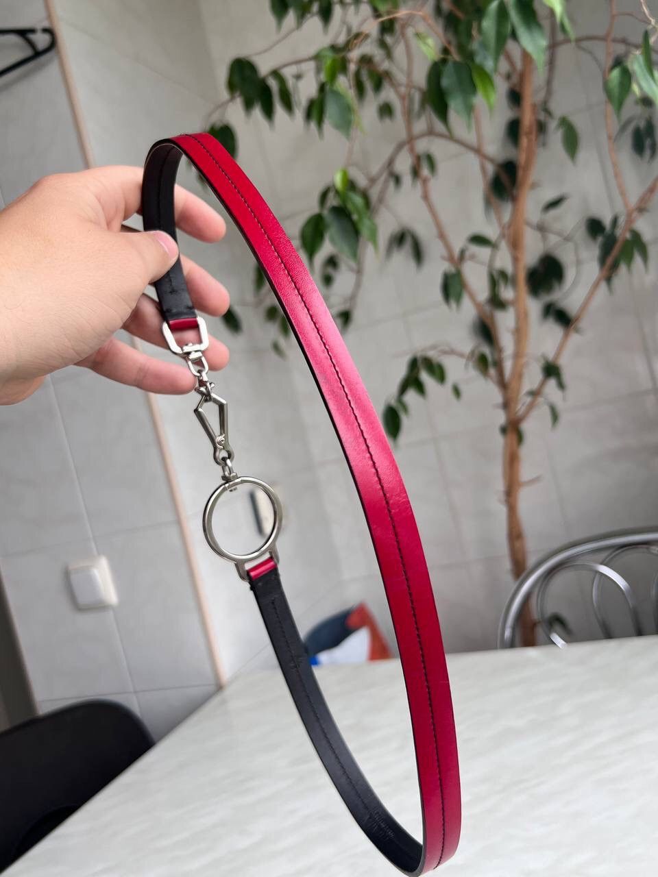 Prada × Vintage PRADA Womens Logo Buckle Belt y2k grunge red leather Size ONE SIZE - 11 Thumbnail