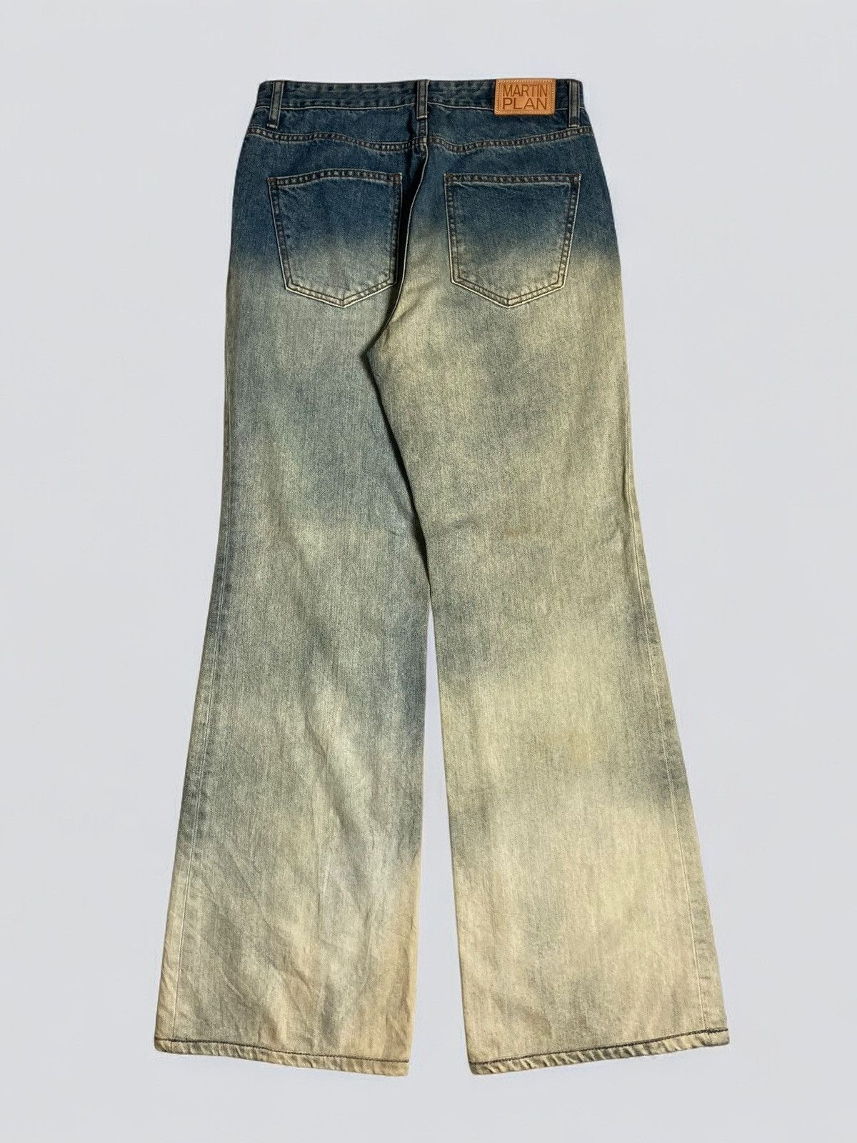 Japanese Brand MARTIN PLAN Flared Two Tone Jeans💥 Size US 29 - 2 Thumbnail