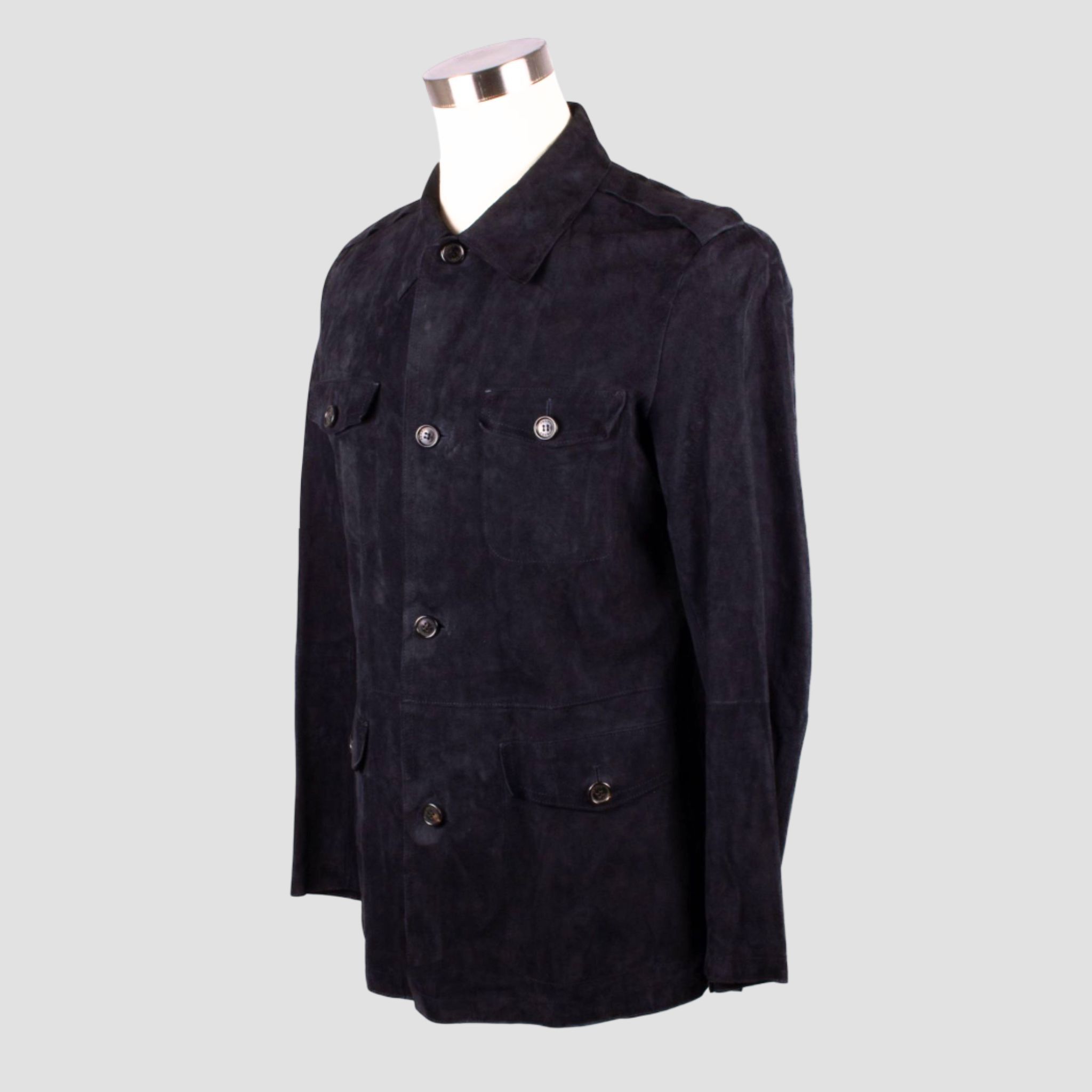 Prada PRADA S/S 2003 Dark Navy Suede Leather Field Jacket Size US M / EU 48-50 / 2 - 2 Thumbnail