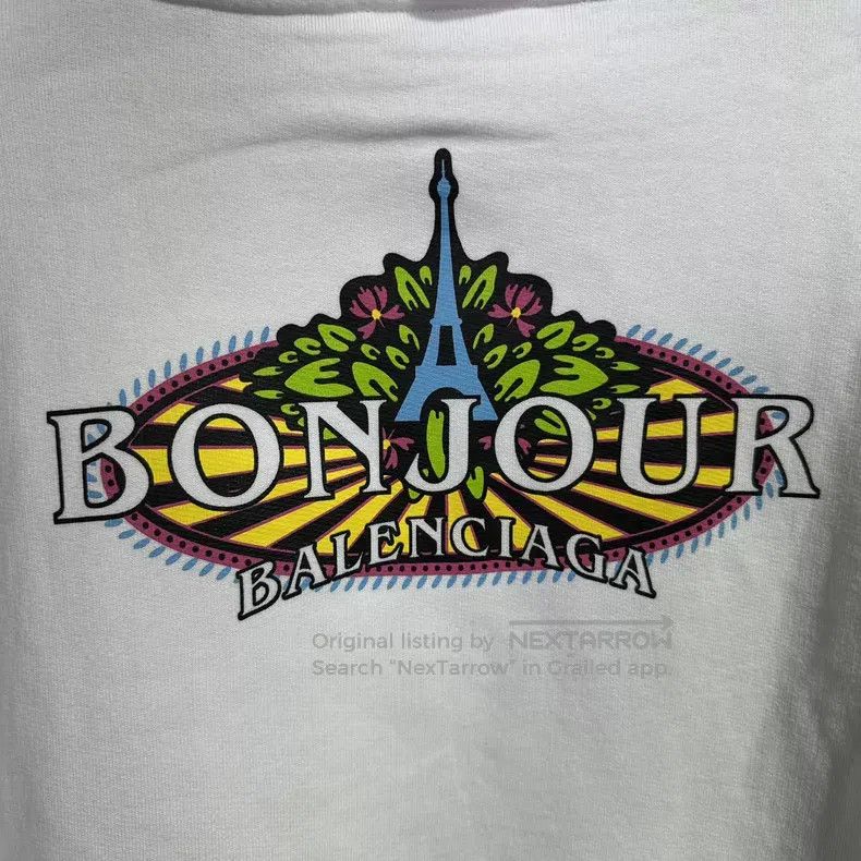Balenciaga Balenciaga Eiffel Tower Small Logo White Hoodie Size US S / EU 44-46 / 1 - 4 Thumbnail