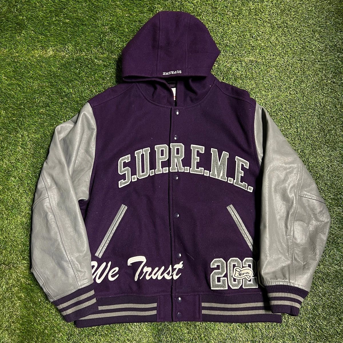 Supreme Hooded Varsity Jacket | Grailed