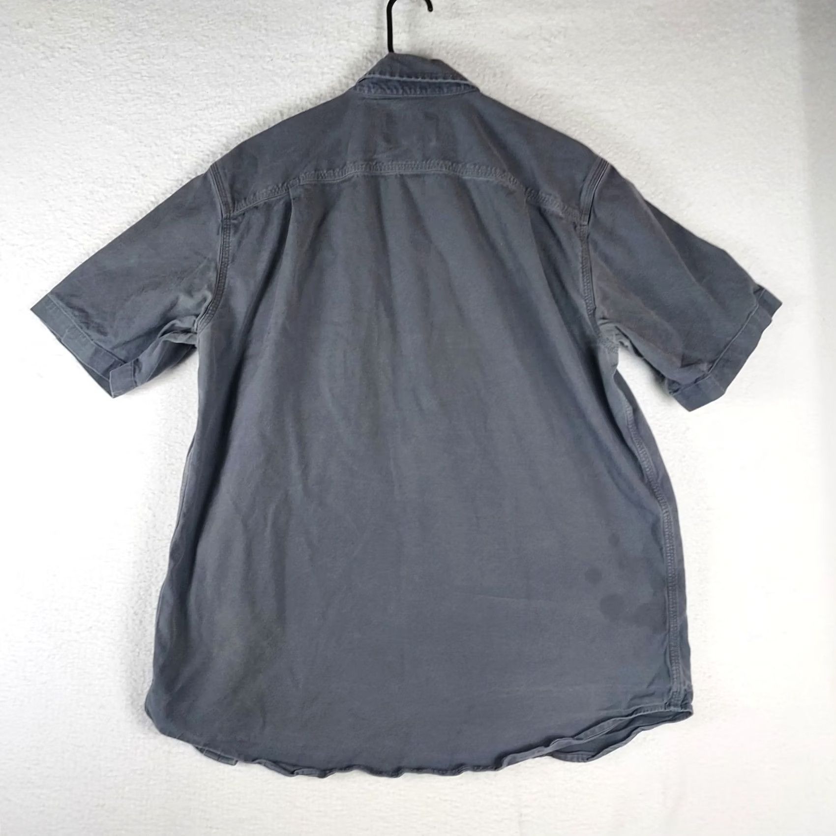 Carhartt Carhartt Mens Short Sleeve Button-Up Relaxed Fit Work Shirt Grey M Size US M / EU 48-50 / 2 - 2 Thumbnail