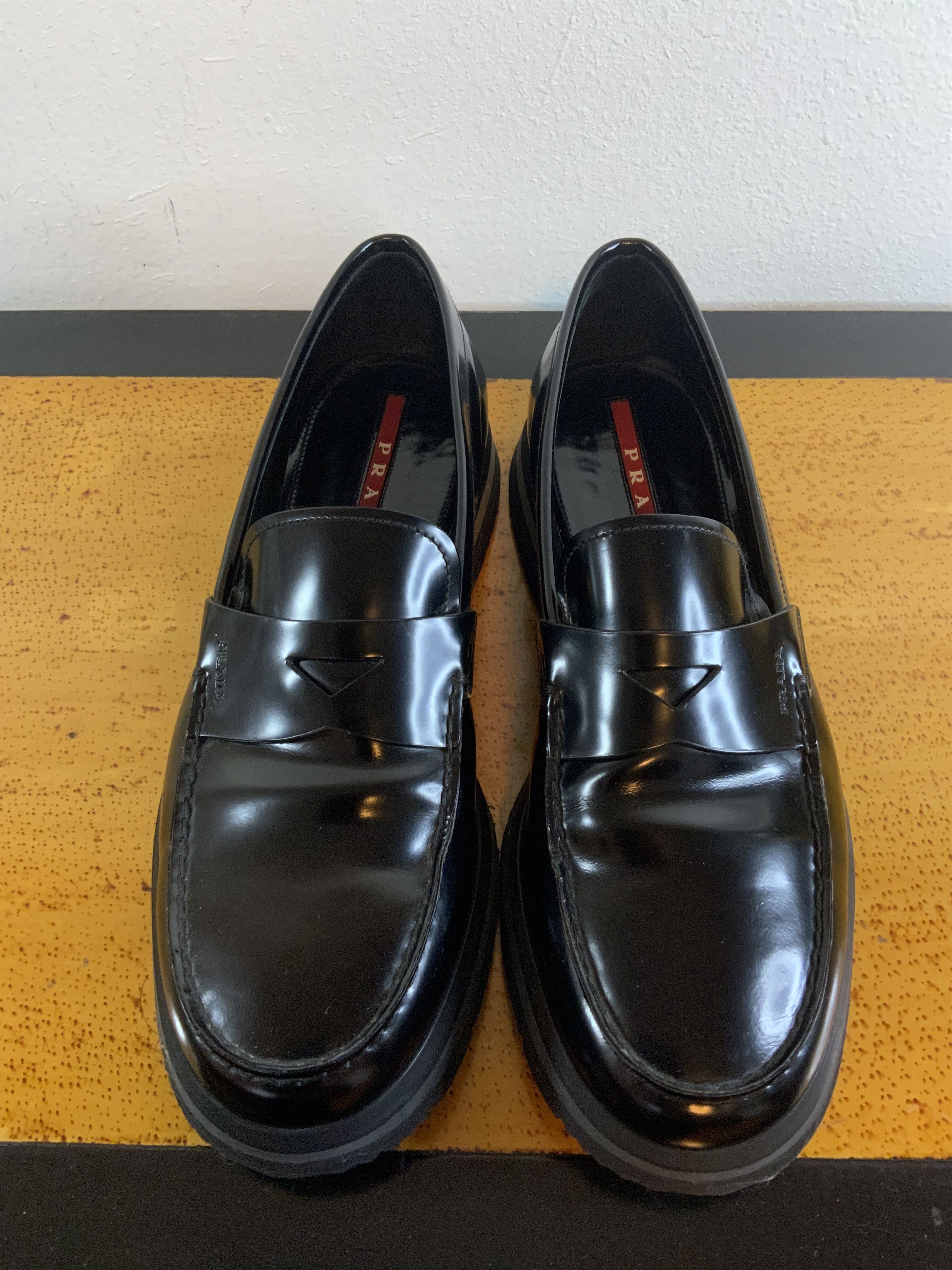 Prada PRADA WEDGE SOLE PATENT LEATHER LOAFERS Size US 10 / EU 43 - 2 Thumbnail
