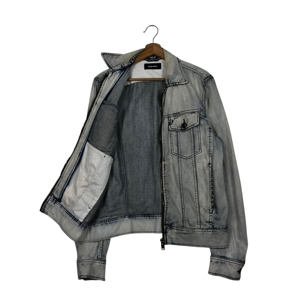 Diesel 🔥VINTAGE DENIM BIKER JACKET DIESEL ACID WASH DESIGN Size US M / EU 48-50 / 2 - 13 Thumbnail