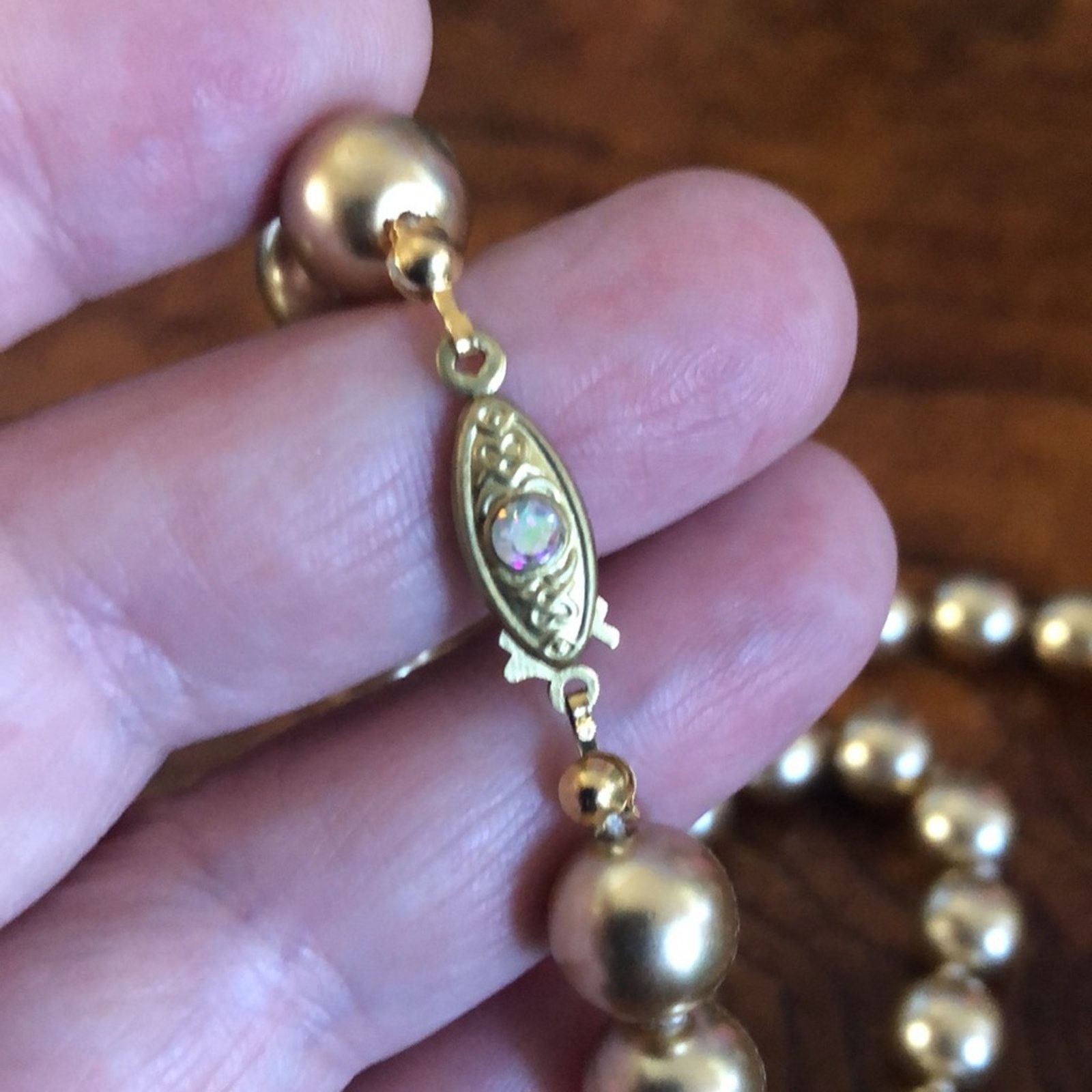 Vintage Vintage knotted gold glass pearl bead necklace Size ONE SIZE - 9 Thumbnail