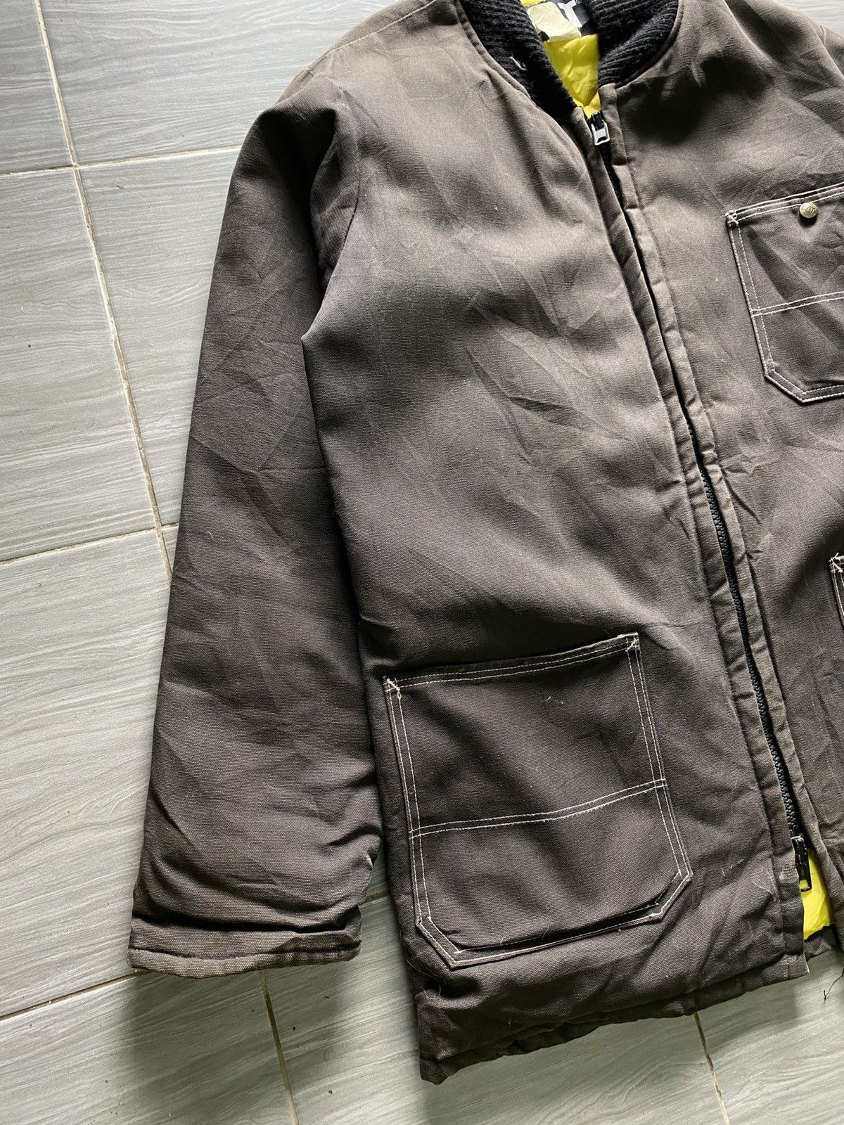 Caterpillar Vtg Caterpillar Heavy Jacket - Black Faded Size US XL / EU 56 / 4 - 4 Thumbnail