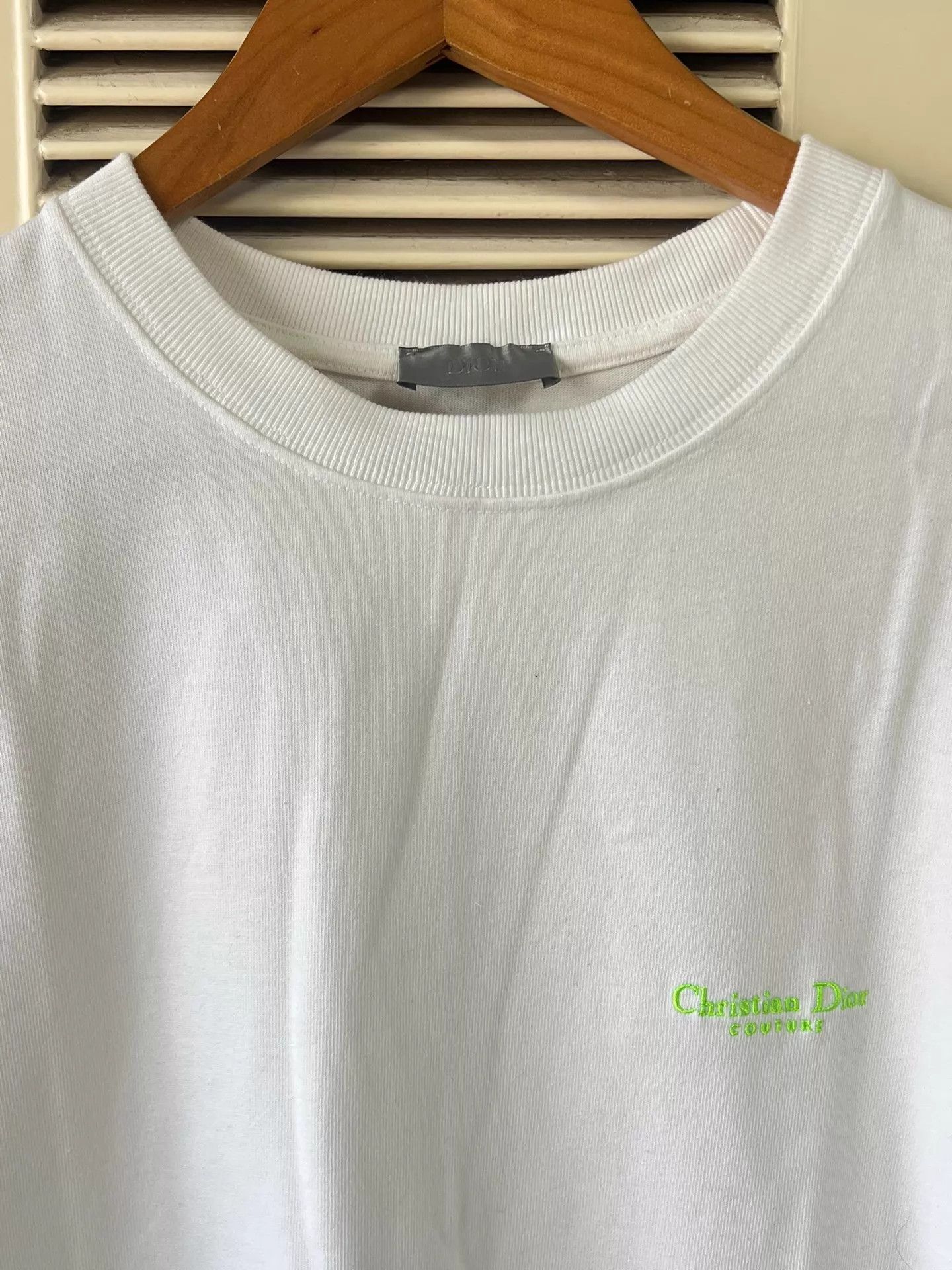 Dior Dior White Short-Sleeve T-Shirt Green Embroidered Logo M Size US M / EU 48-50 / 2 - 3 Thumbnail