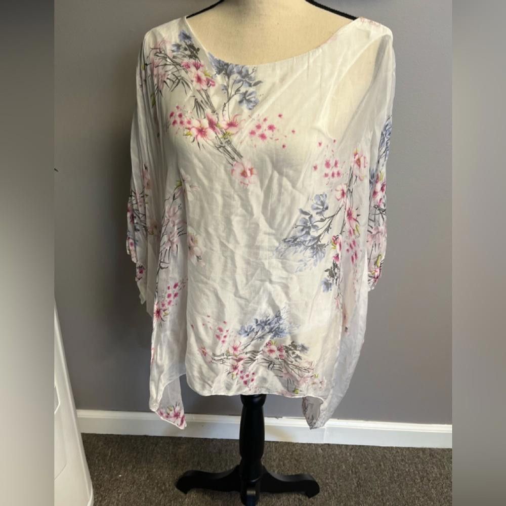 Designer M made in Italy sheer floral blouse size XS Size XS / US 0-2 / IT 36-38 - 1 Thumbnail