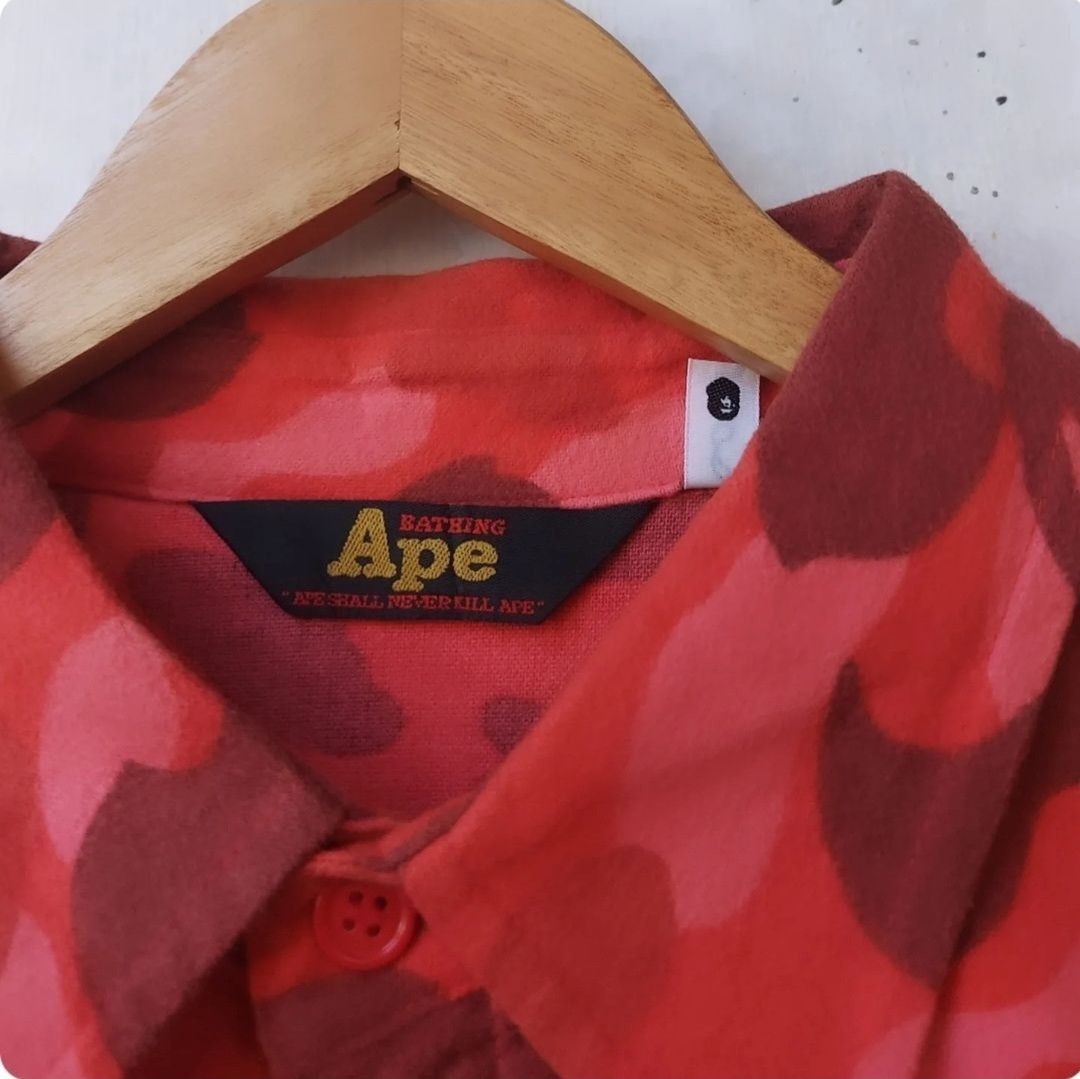 Bape Vintage BAPE Red Camo Long Sleeve Button Shirt Size US M / EU 48-50 / 2 - 6 Thumbnail