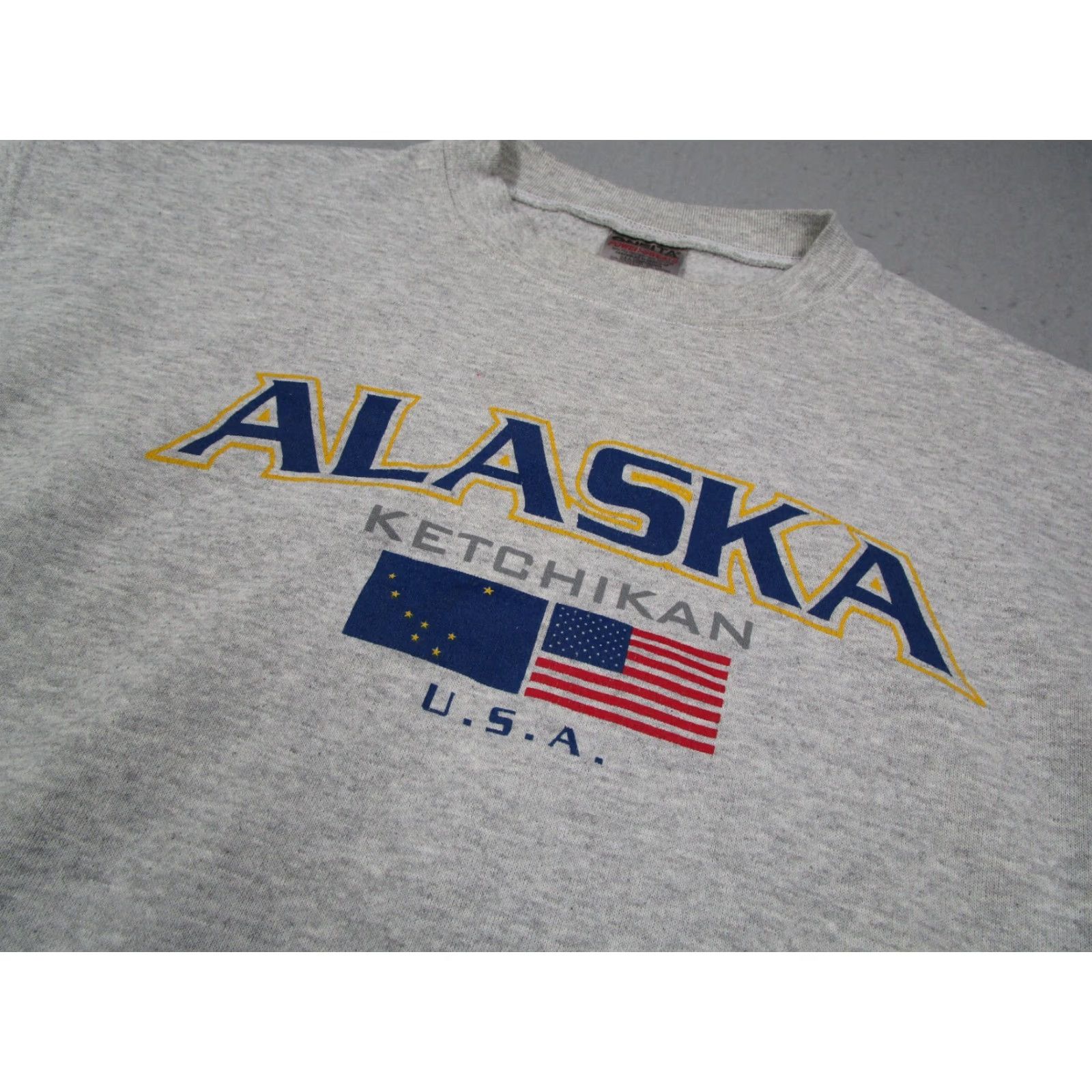 Vintage VINTAGE Oneita Alaska Sweatshirt Mens XL Gray Pullover Crew Neck Fleece Logo 80s 90s USA Bohemian Nature Sports College Travel Size US XL / EU 56 / 4 - 2 Thumbnail