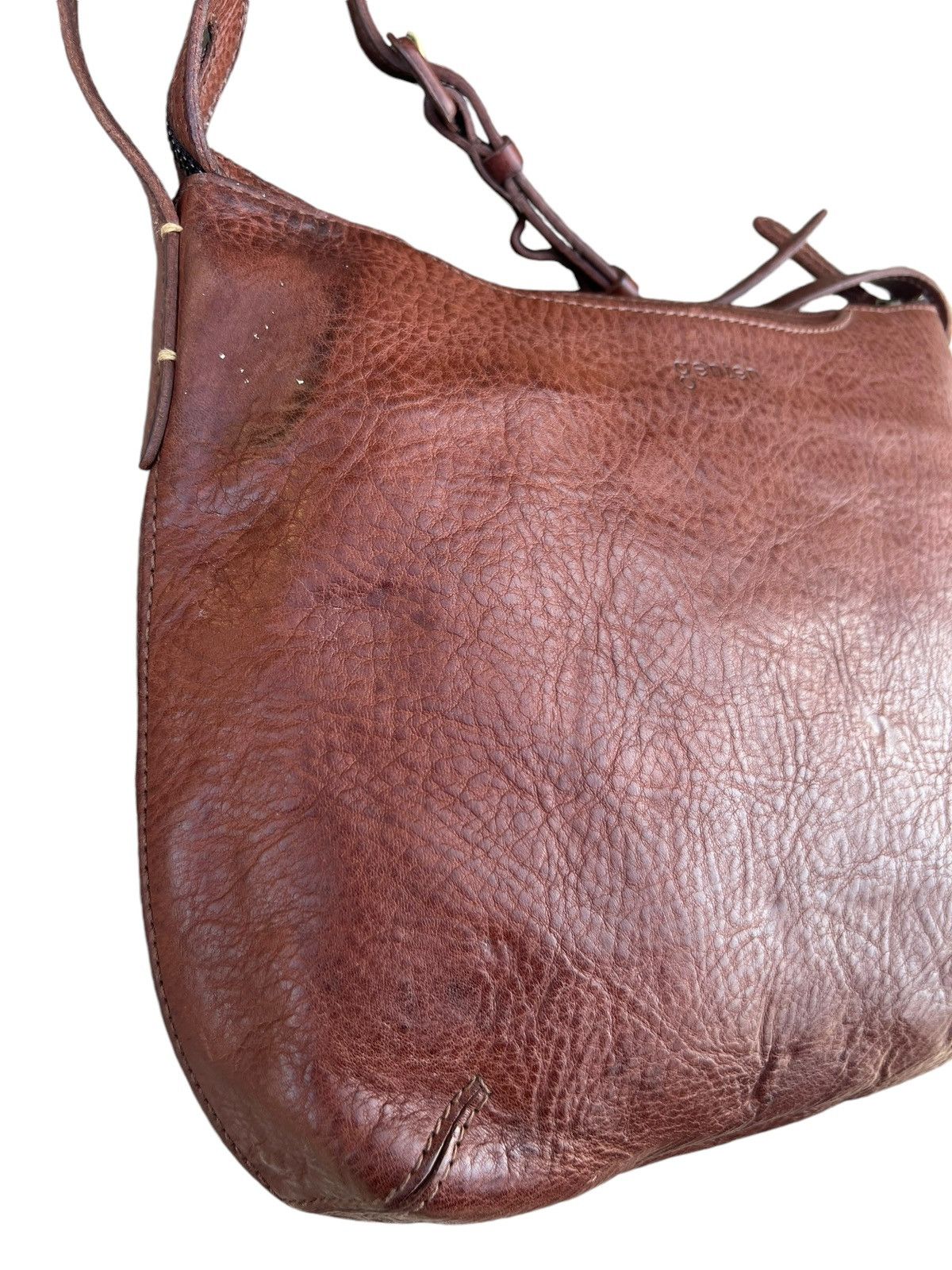 Leather Genten Japan Patina Brown Solid Leather Bag Sling Size ONE SIZE - 7 Thumbnail