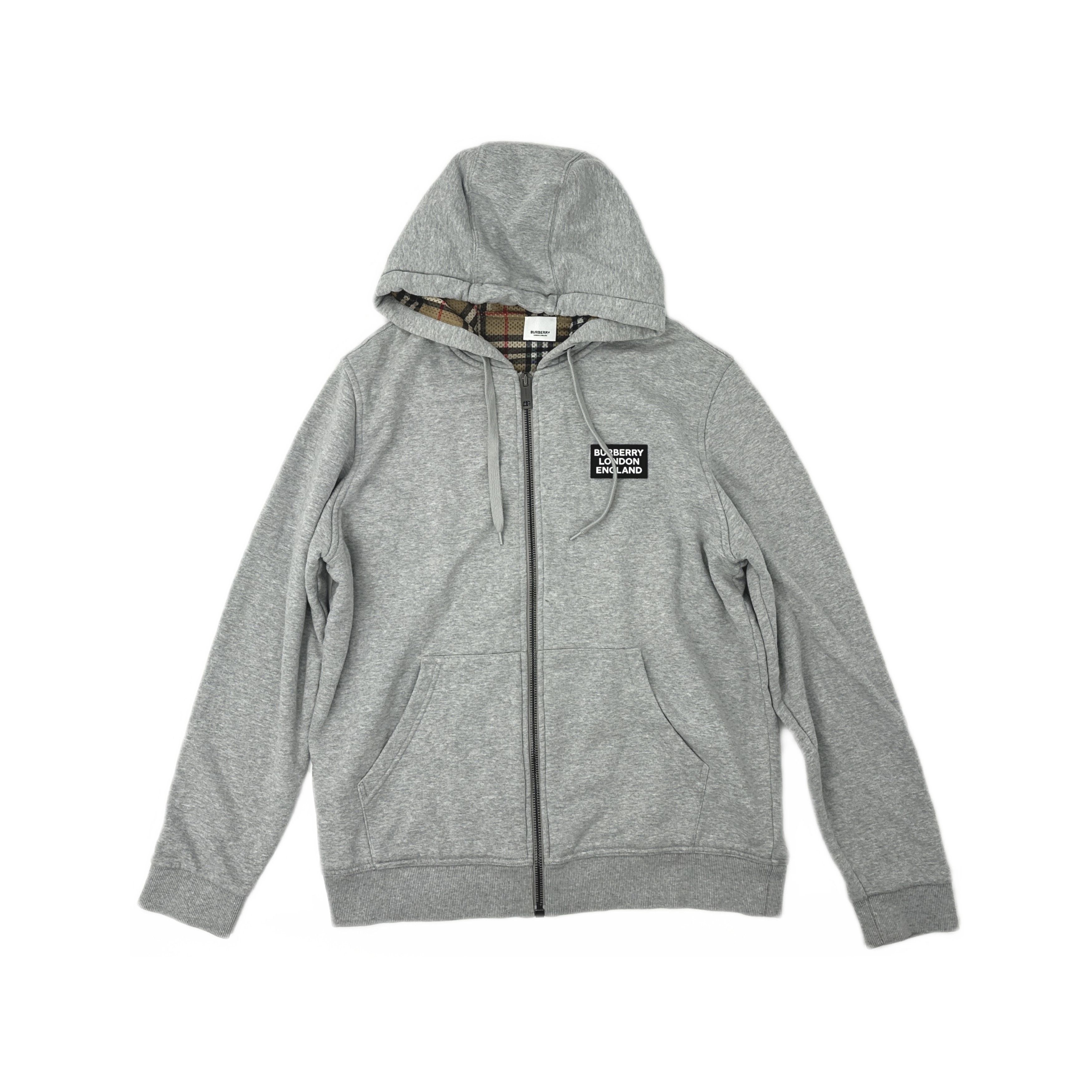 Burberry × Luxury Burberry Grey Nova Check Classic Logo Zip Up