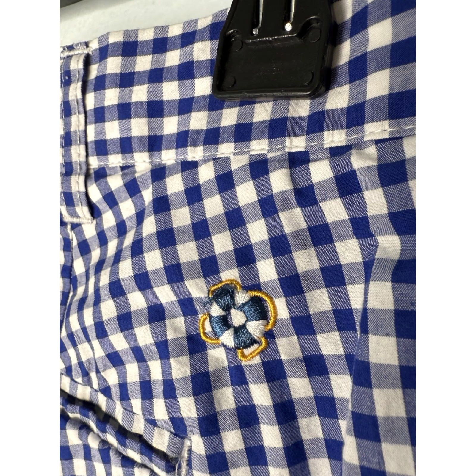 Vintage Castaway Mens Shorts 32 Waist Blue White Plaid Gingham Knit Cotton Flat Front Pocket Chino Casual Travel Golf - Regular fits Spring Summer Fall Mens Size US 32 / EU 48 - 4 Thumbnail