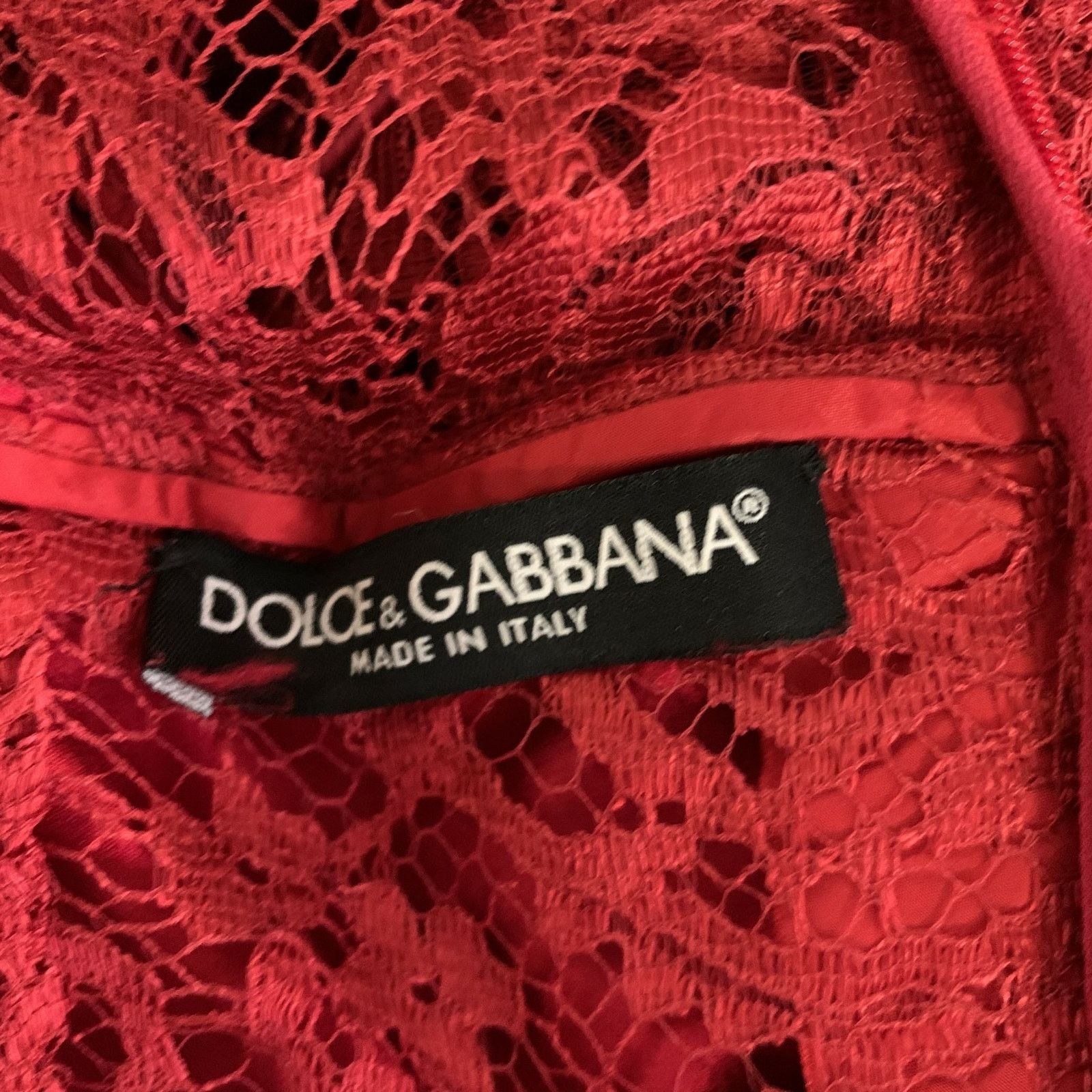 Dolce & Gabbana DOLCE & GABBANA Size M Red Satin Lace Long Gown Size M / US 6-8 / IT 42-44 - 6 Thumbnail