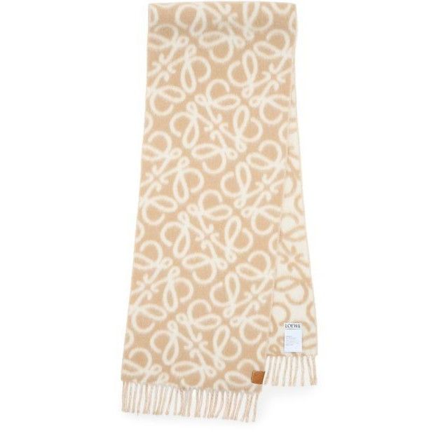 Loewe LOEWE Anagram Beige White Wool Scarf New & Authentic Size ONE SIZE - 2 Thumbnail