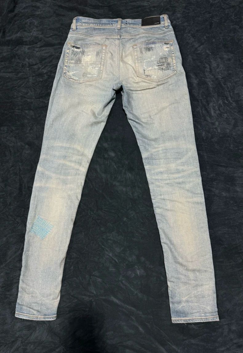 Amiri Amiri Random Stitching Destroyed Boro Dogtooth Embroidered Size US 32 / EU 48 - 3 Thumbnail