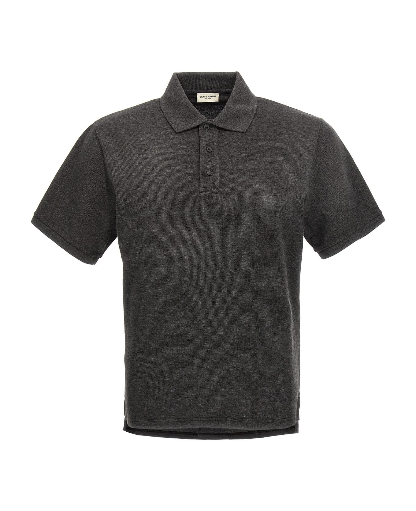 Saint Laurent Paris cassandre polo shirt in cotton pique grey Size US L / EU 52-54 / 3 - 1 Thumbnail