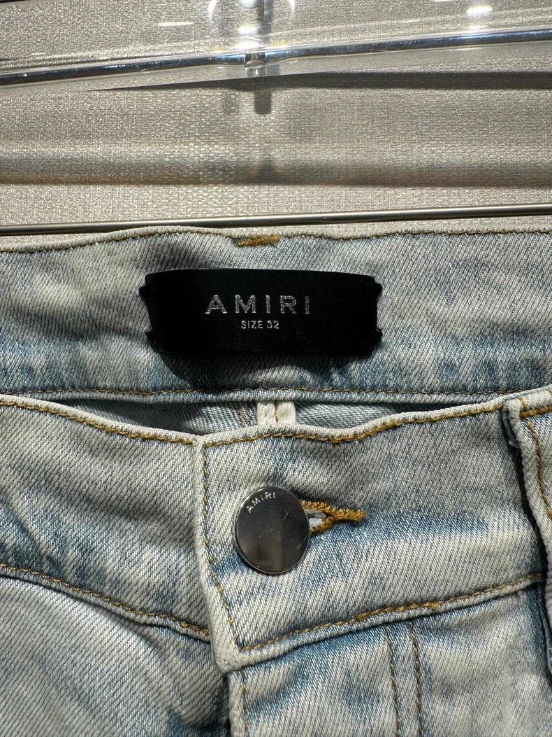 Amiri Amiri Washed Blue Knife Cut Jeans Size US 32 / EU 48 - 3 Thumbnail