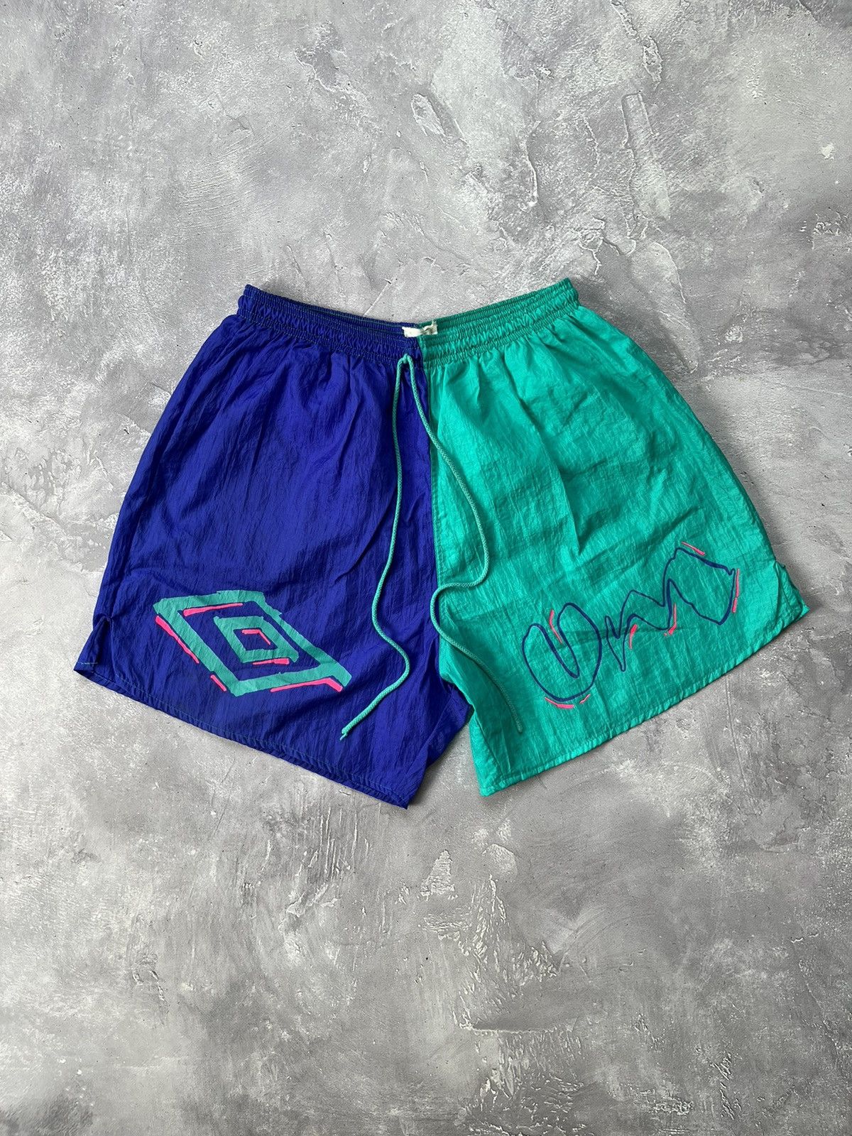 Umbro Vintage Umbro Nylon Shorts Blue/Green Made in England XL Size US 36 / EU 52 - 1 Thumbnail
