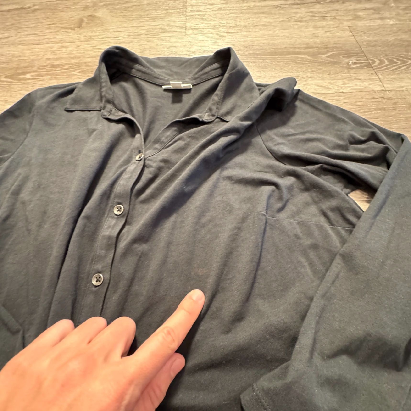 J. Jill J. Jill Top Womens 1X Black Button Up Preppy Long Sleeve Cotton Blend Size XL / US 12-14 / IT 48-50 - 3 Thumbnail
