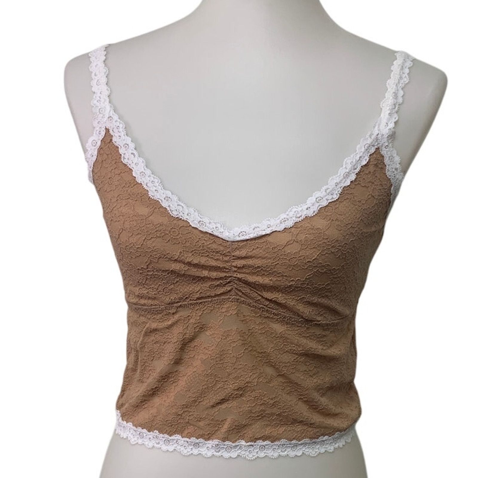 American Eagle Outfitters New American Eagle Womens XXL Tan Vintage Lace Cami Bra Size ONE SIZE - 2 Thumbnail