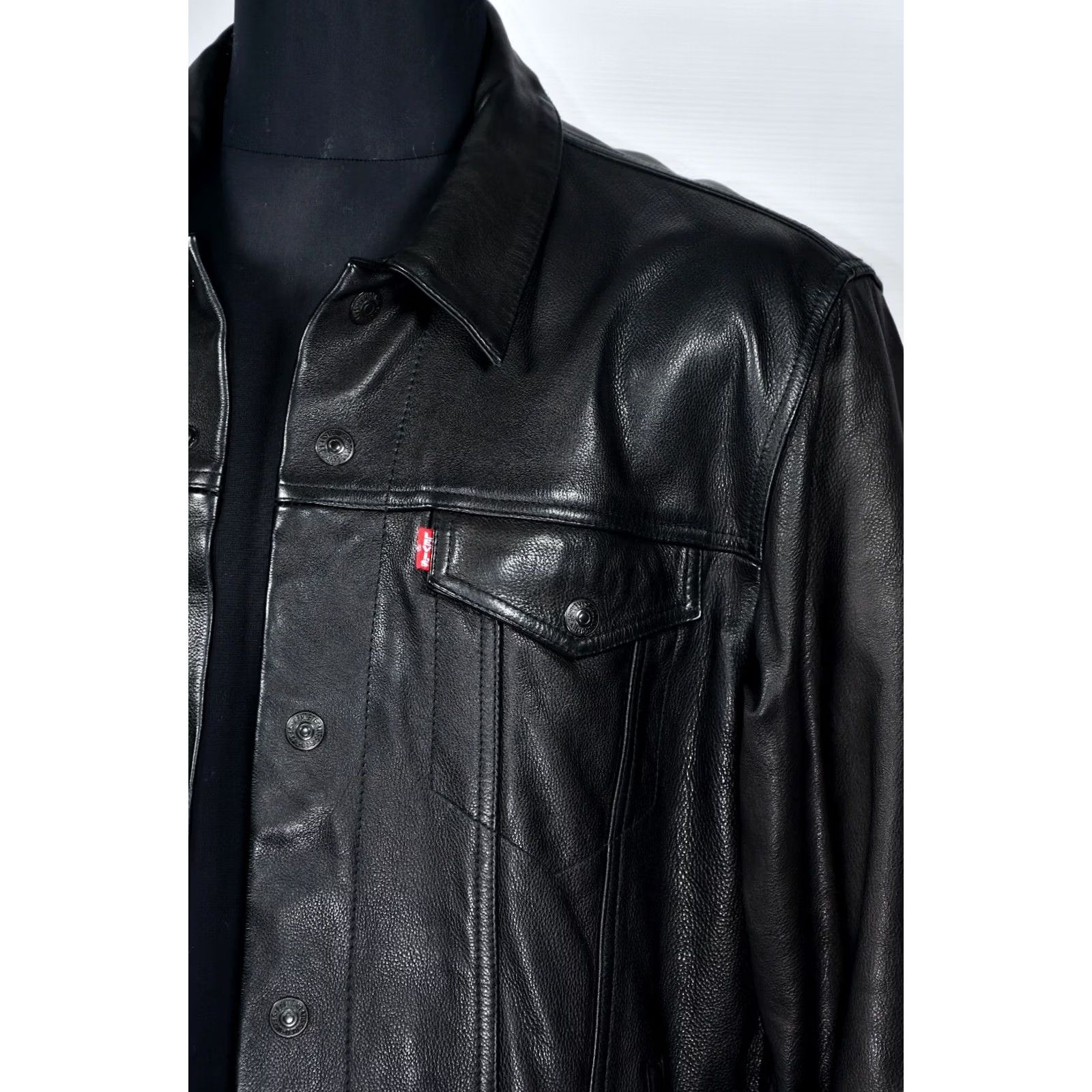 Levi's Levi’s Trucker Jacket Men XL Black Leather Big E Size US XL / EU 56 / 4 - 3 Thumbnail