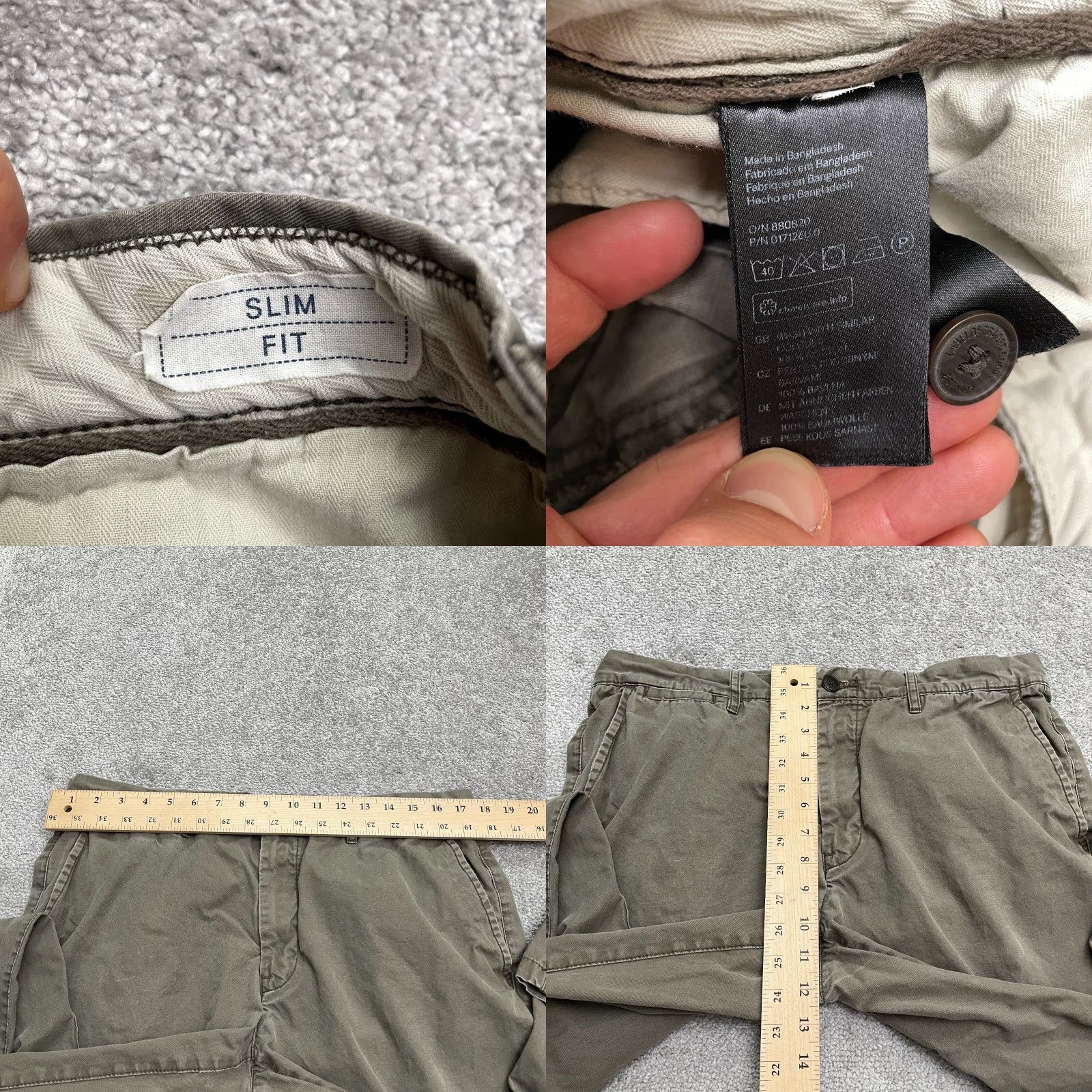 H&M VINTAGE H&M Men's Slim Fit Chino Pants 36 Gray Cotton Straight Leg Casual Outdoor Size US 36 / EU 52 - 8 Thumbnail