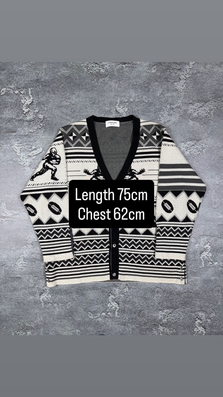 Thom Browne Thom Browne Football Jacquard Cardigan Size 4 Made in Japan Size US XL / EU 56 / 4 - 2 Thumbnail