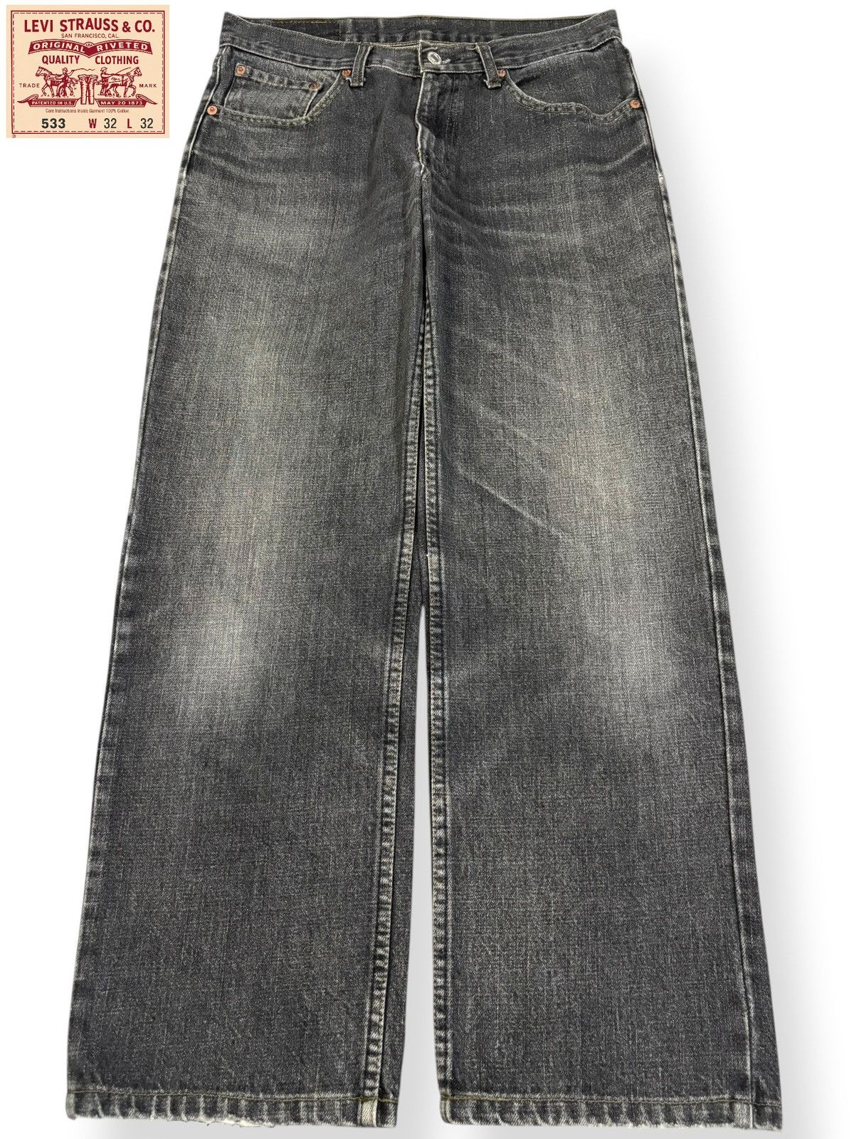 Levi's Vintage Y2K Levis 533 Charcoal Black Faded Wash Jeans Size US 30 / EU 46 - 1 Thumbnail