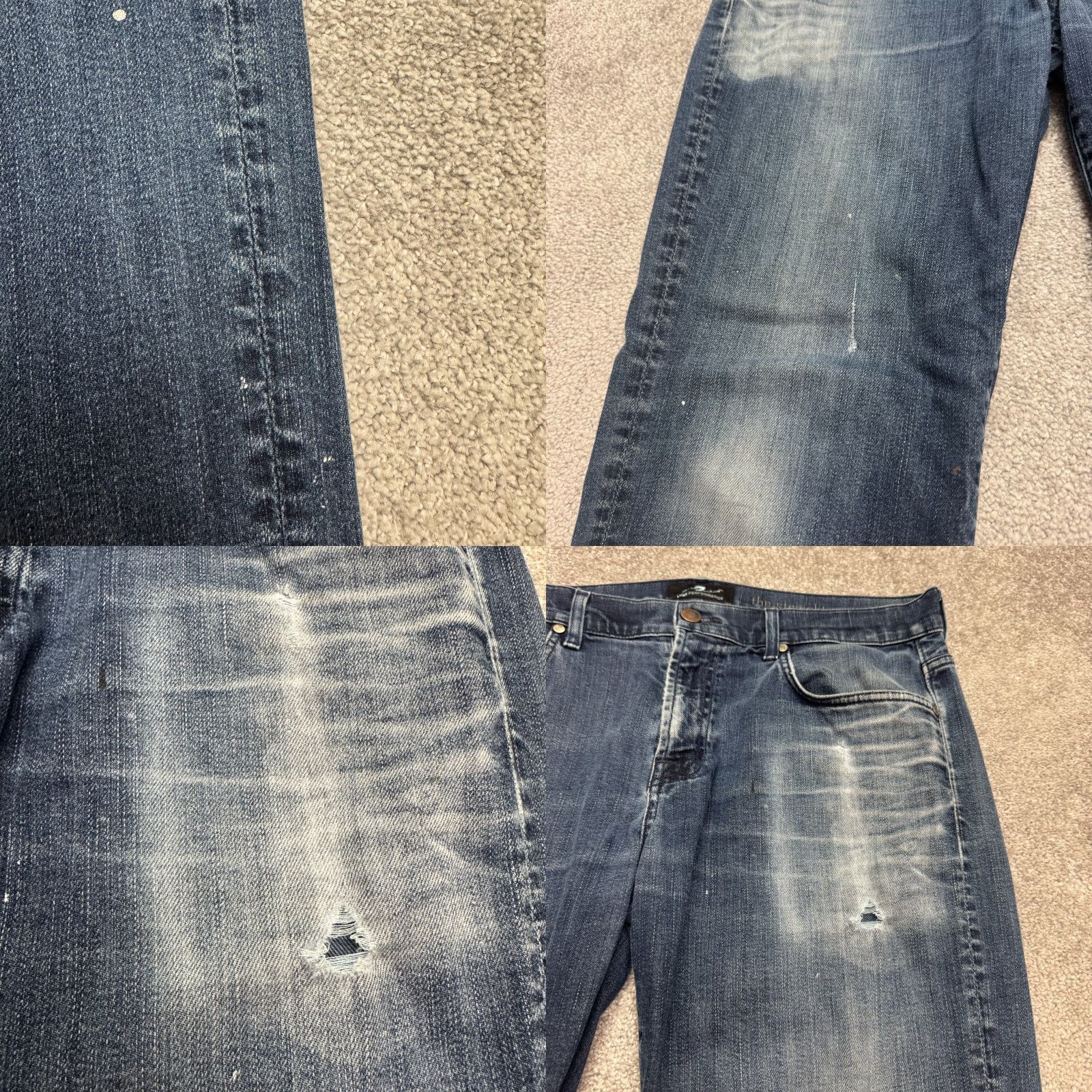 7 For All Mankind 7 For All Mankind Straight Jeans Mens 36 Blue Ripped Cotton Blend Urban Style Size US 36 / EU 52 - 8 Thumbnail