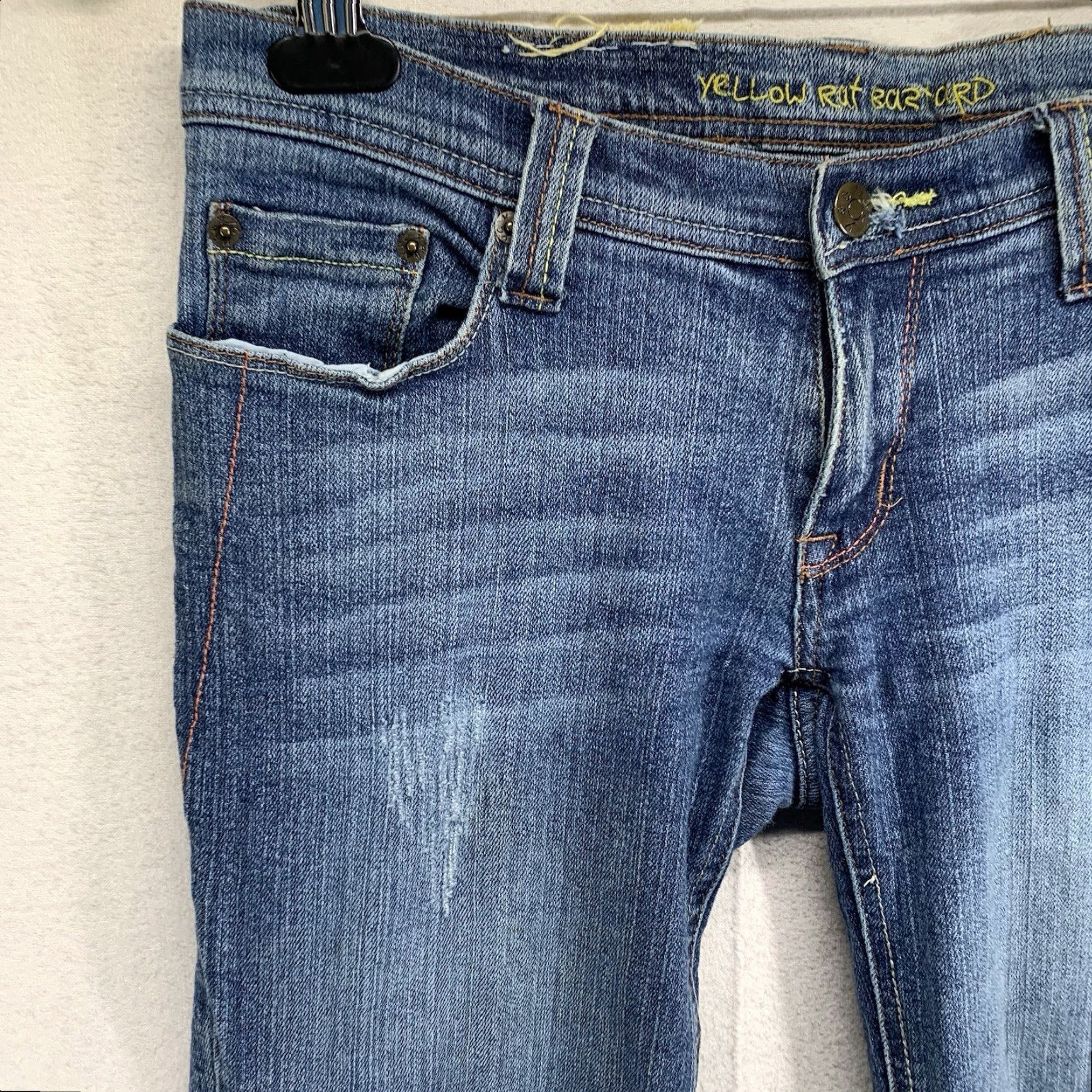 Vintage Vintage Yellow Rat Bastard Y2K Women's Jeans 7 Regular Stright Blue Denim 90s Punk Retro Size 30" / US 8 / IT 44 - 7 Thumbnail