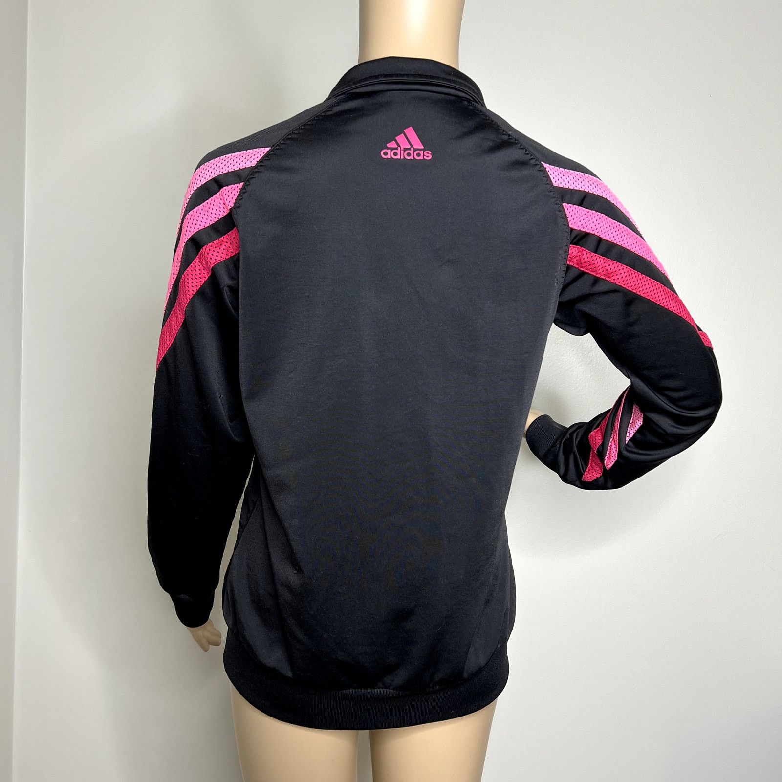 Adidas Adidas Black Striped Logo Full Zip Athletic Track Jacket Size S / US 4 / IT 40 - 3 Thumbnail