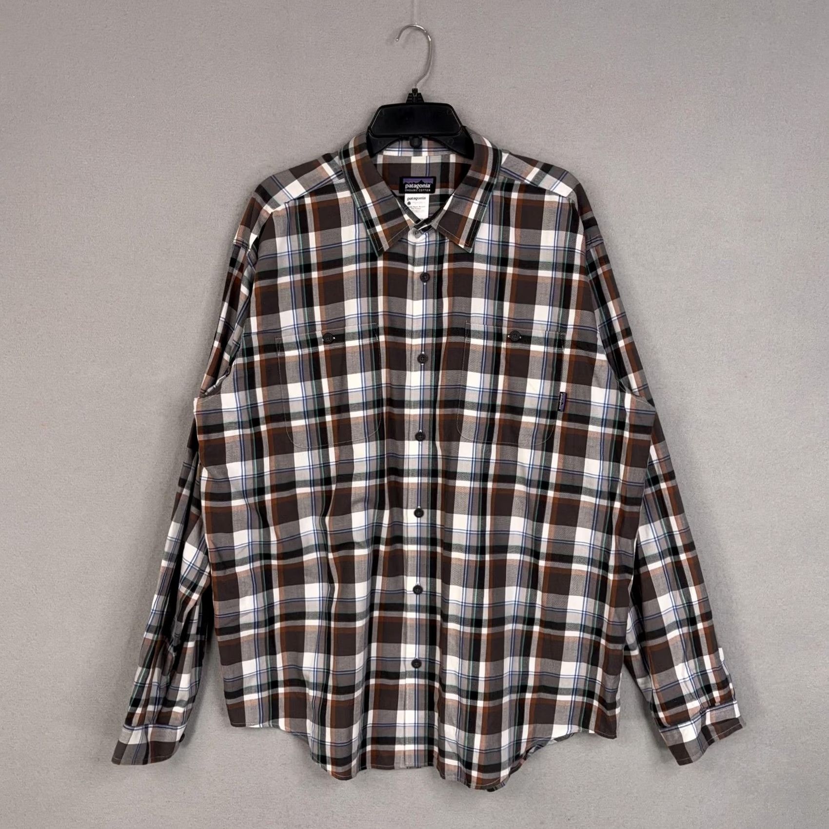 Patagonia Patagonia Shirt Mens XL Brown Plaid Organic Cotton Long Sleeve Button-Up Outdoors Gorp Size US XL / EU 56 / 4 - 2 Thumbnail