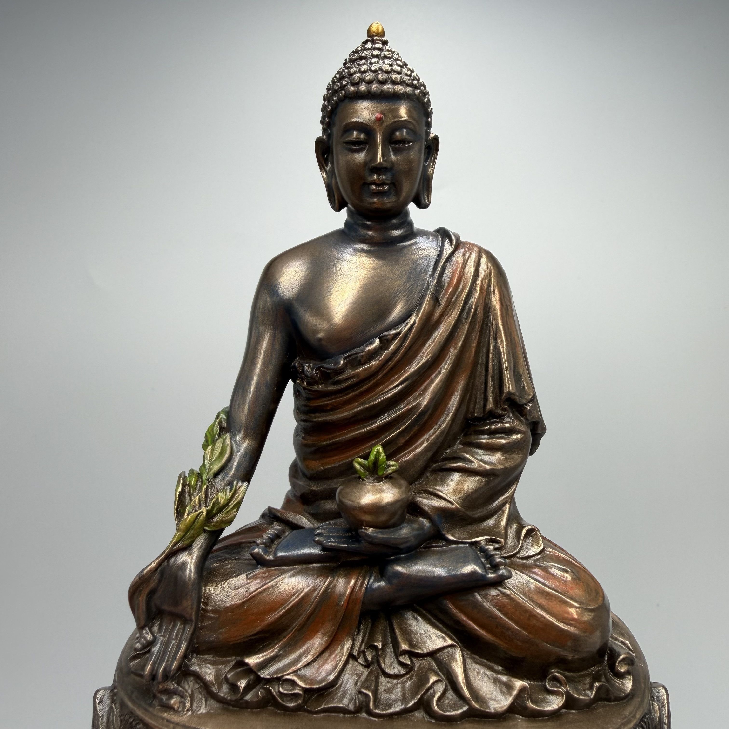 Vintage Buddha Statue Bronze Finish Polystone Meditation Figurine Size ONE SIZE - 2 Thumbnail