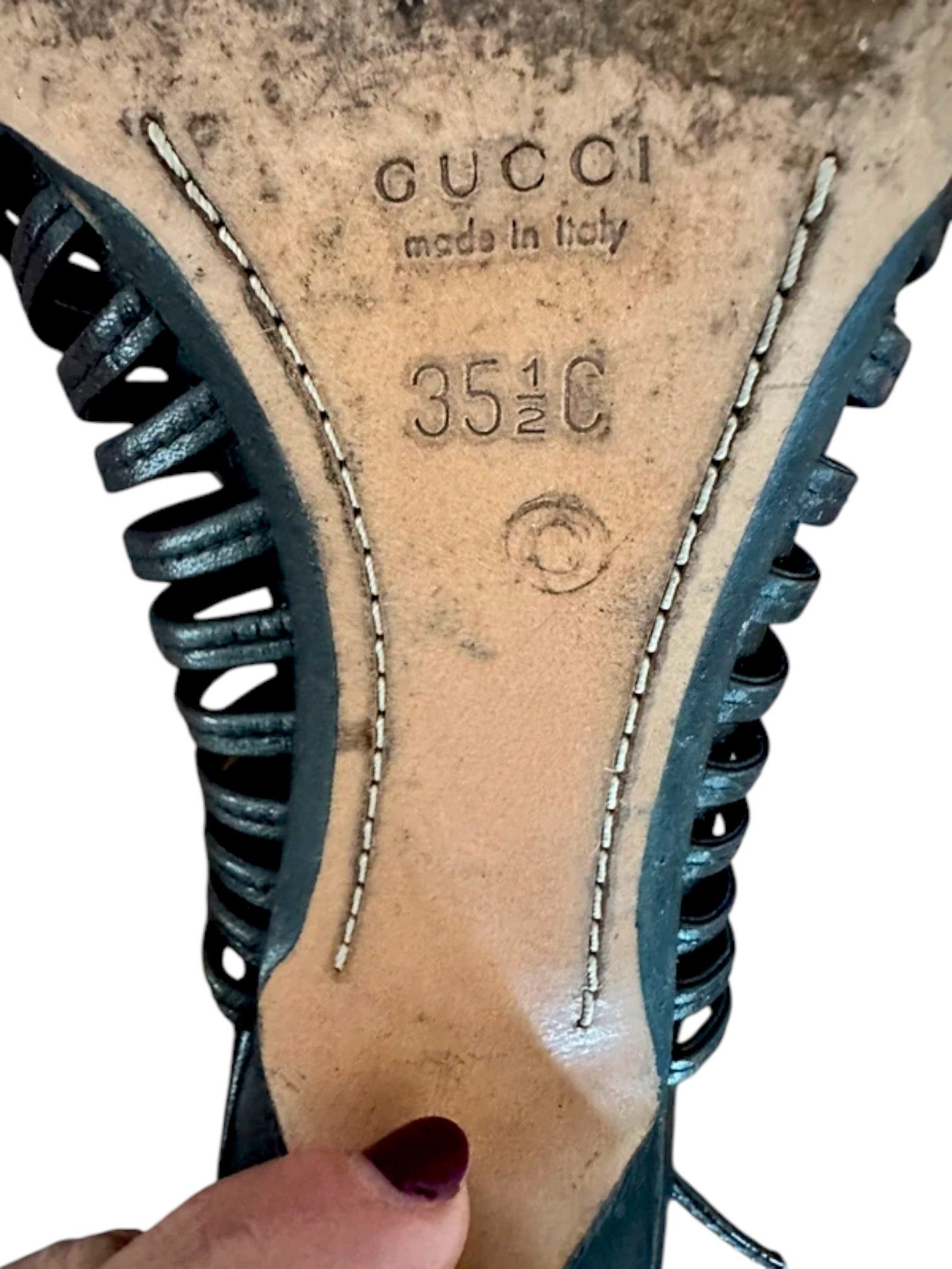 Gucci Gucci Cutout Leather Slingback Heels, c. Early 2000s Size US 5.5 / IT 35.5 - 5 Thumbnail