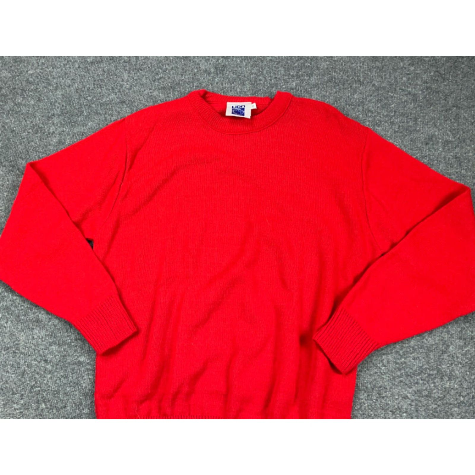 Vintage VTG 90s Lion Red Blank Pullover Sweater Adult XL USA Made Preppy Classic Dad Mens Knit Pullover Crew Neck Long Sleeve Red Vintage Style Size US XL / EU 56 / 4 - 3 Thumbnail