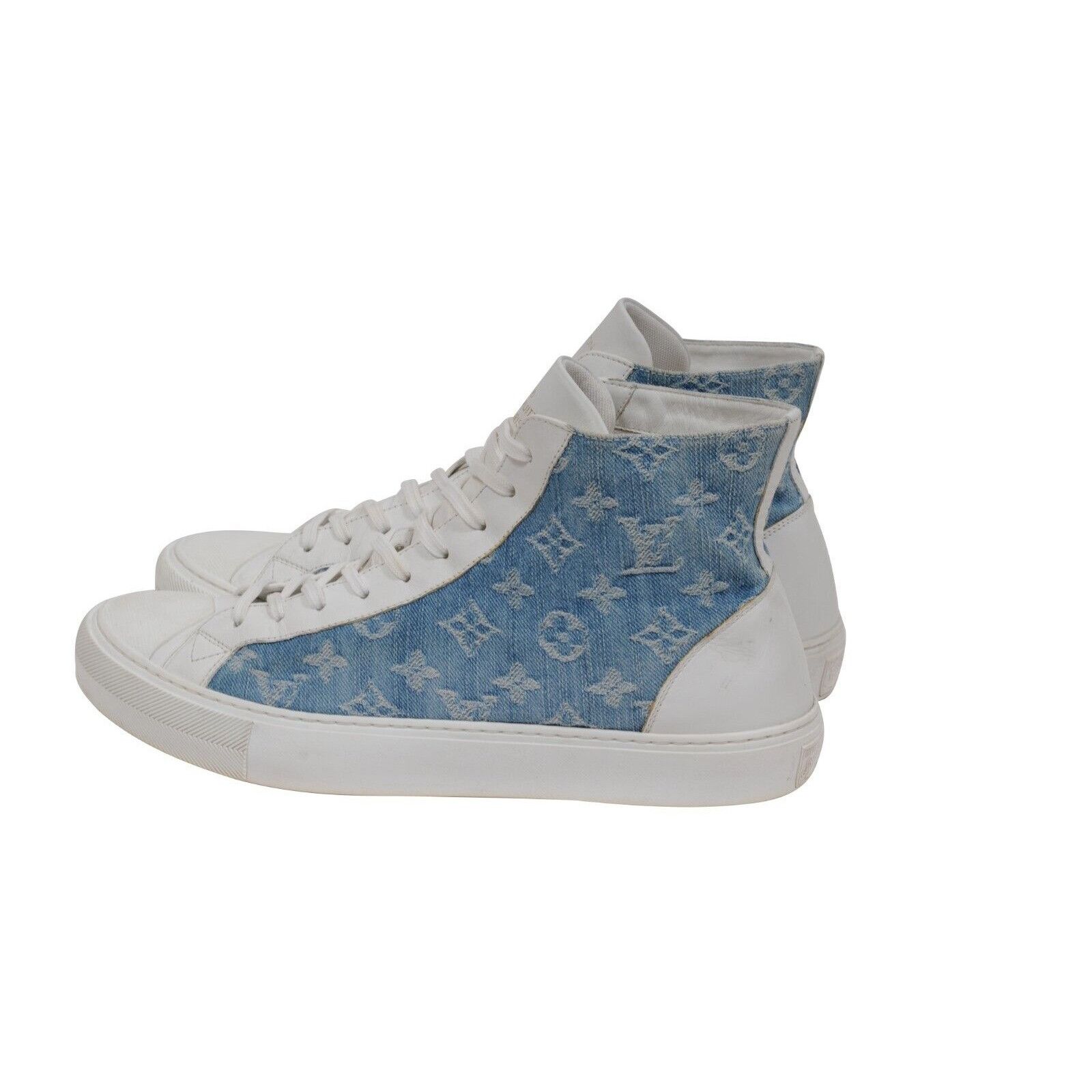 Louis Vuitton White Blue Denim LV Tattoo High Top Sneakers - 01897 Size US 9 / EU 42 - 5 Thumbnail