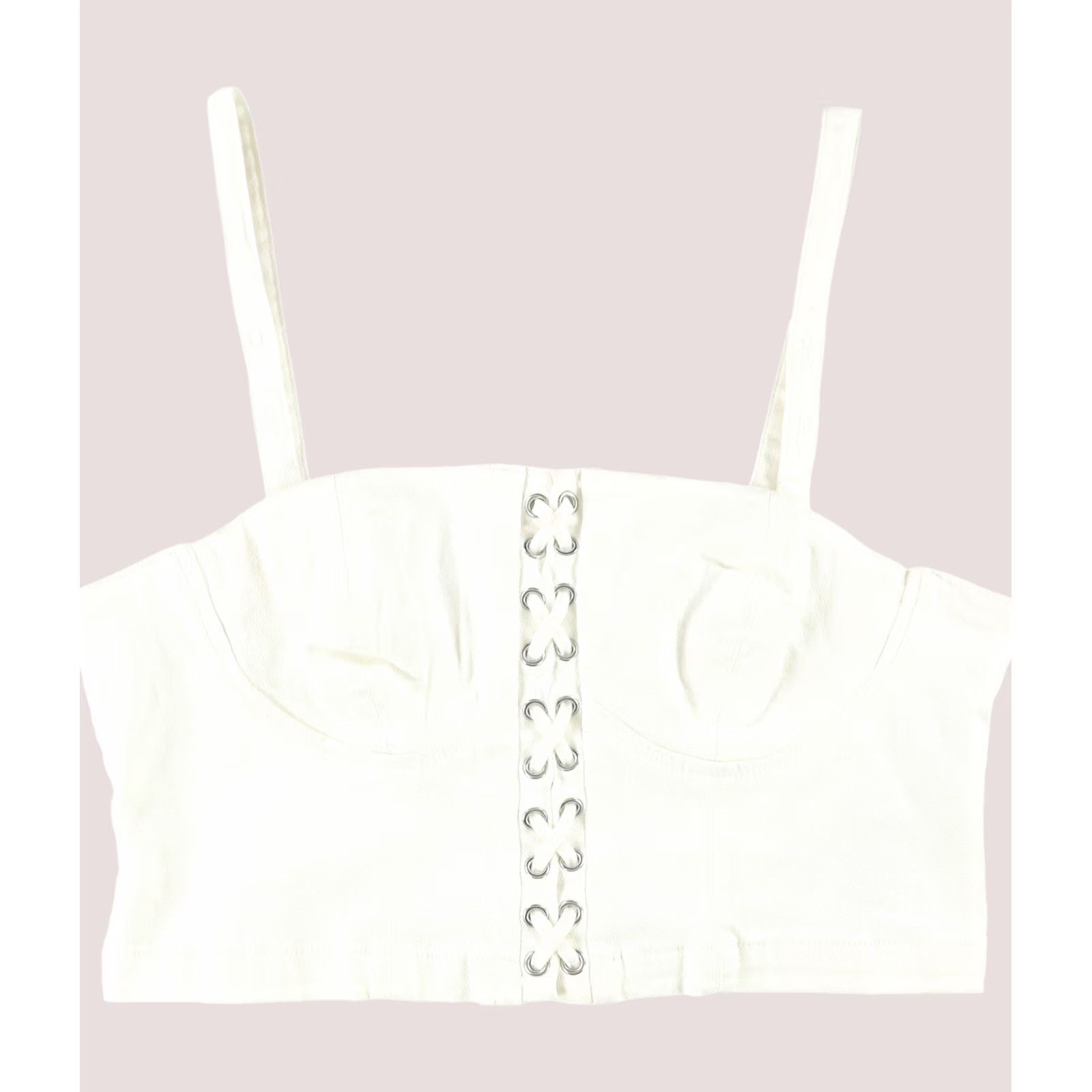 Guess GUESS Womens Lace Up Cecila Bustier Blouse White XL Size XL / US 12-14 / IT 48-50 - 1 Thumbnail