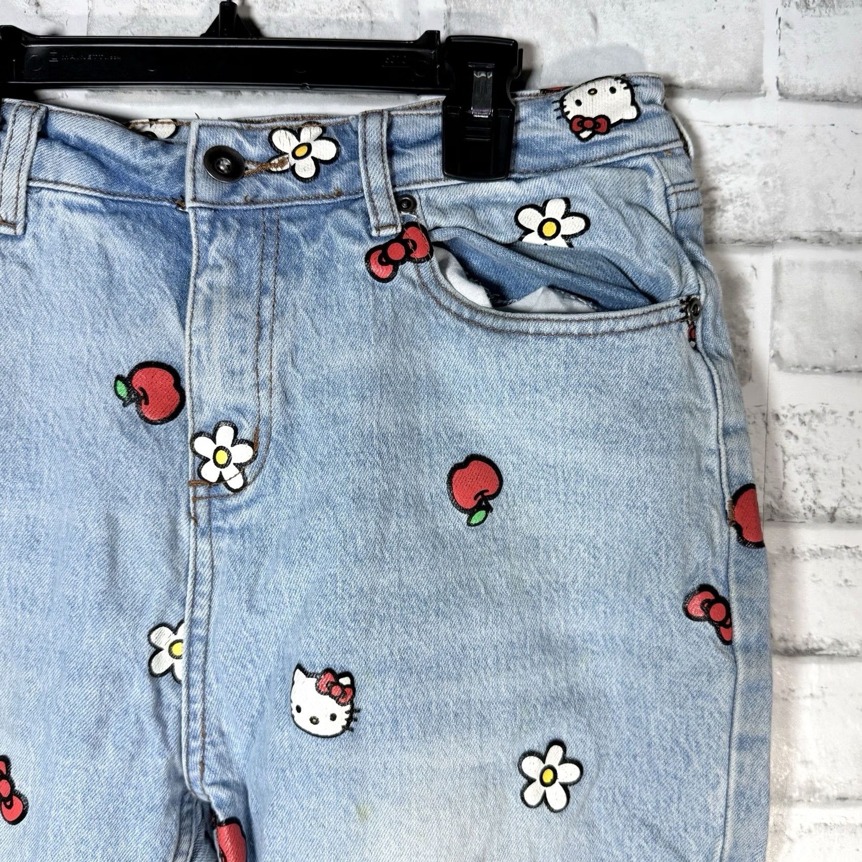 Vintage VTG Hello Kitty By Sanrio Jeans Womens Size 28x28 Blue Embroidered Casual Straight 28 Womens Size 28" / US 6 / IT 42 - 2 Thumbnail