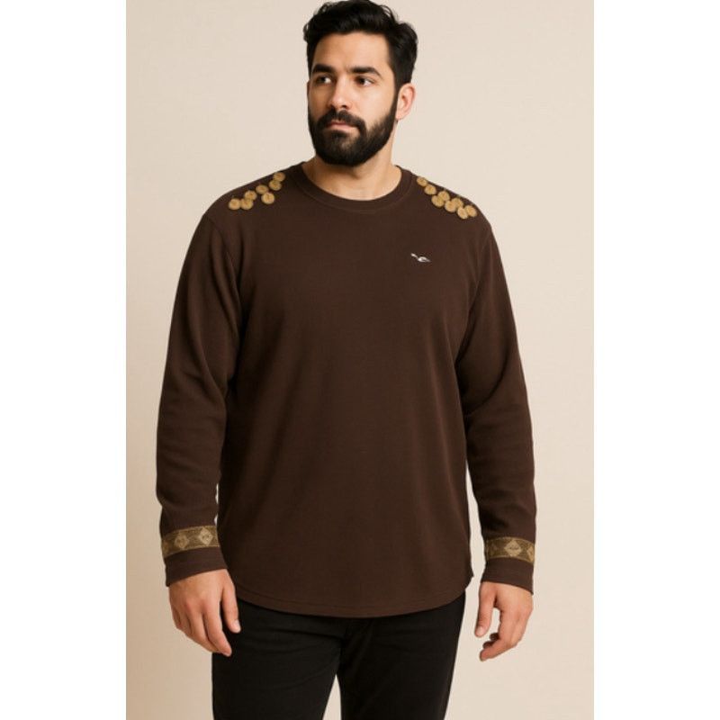 Rocawear Rocawear Brown Long Sleeve Top Coin Trim Boho Style 3XL Size US XXL / EU 58 / 5 - 1 Thumbnail