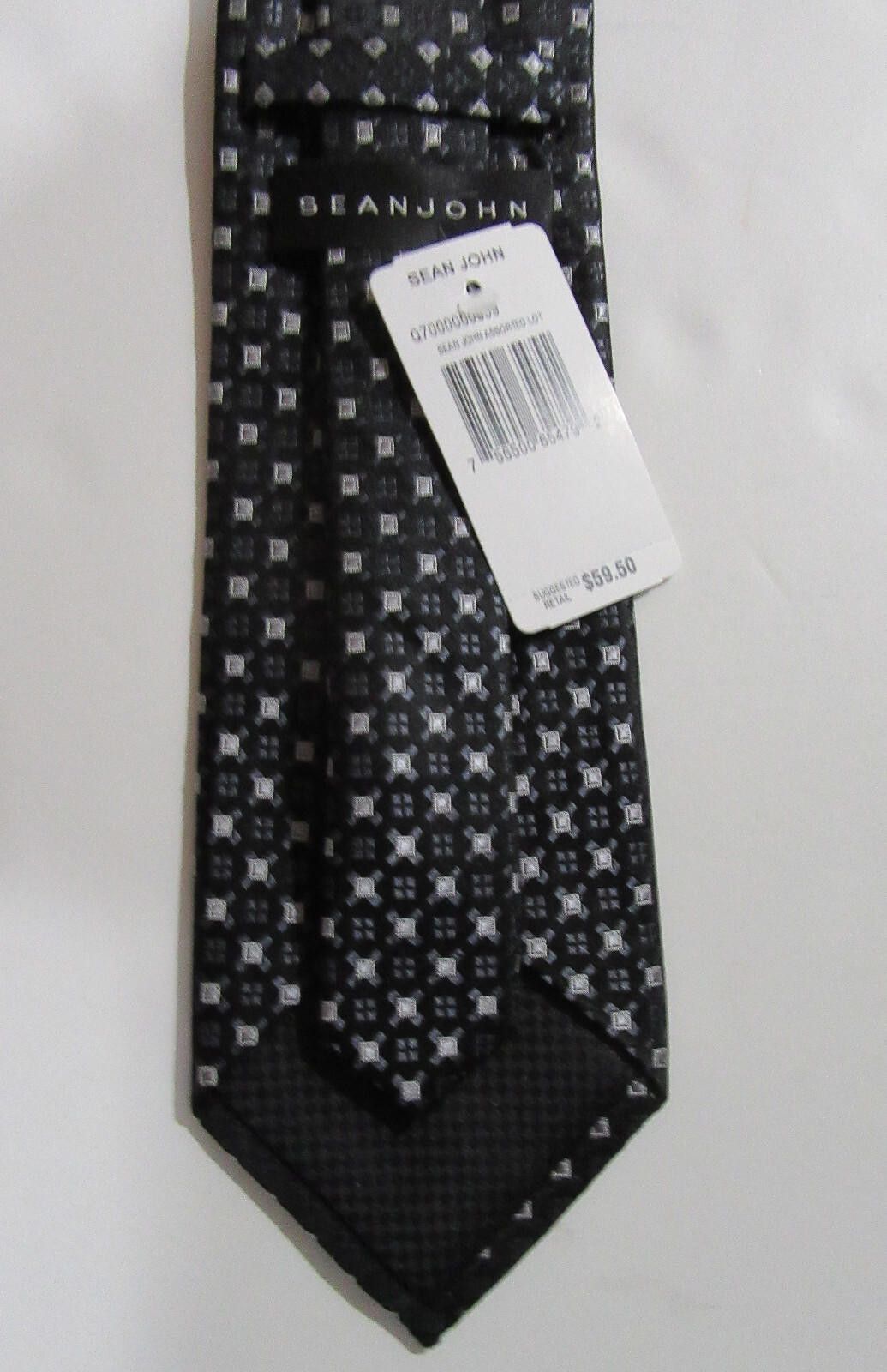 Sean John Sean John Necktie Neck Tie Black and Silver Pattern Size ONE SIZE - 3 Thumbnail