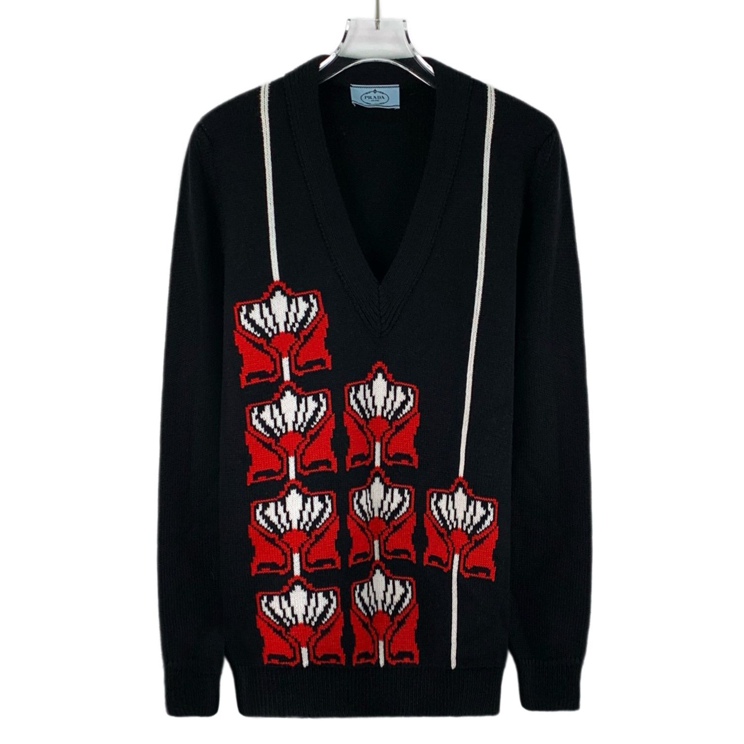 Prada Prada Patterned Intarsia Wool Knit Black (42) Size US XS / EU 42 / 0 - 1 Thumbnail